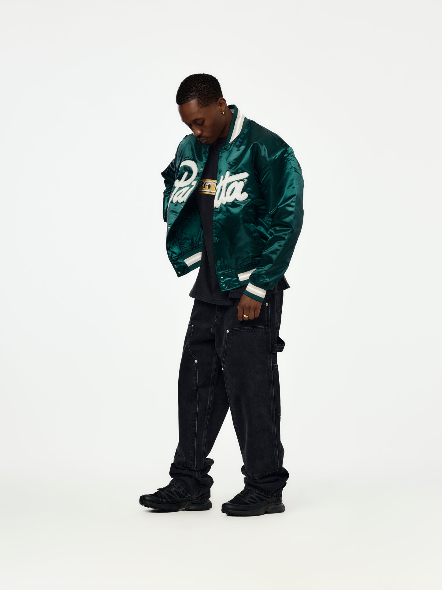 Patta Script Logo Satin Varsity Jacket (Bistro Green)