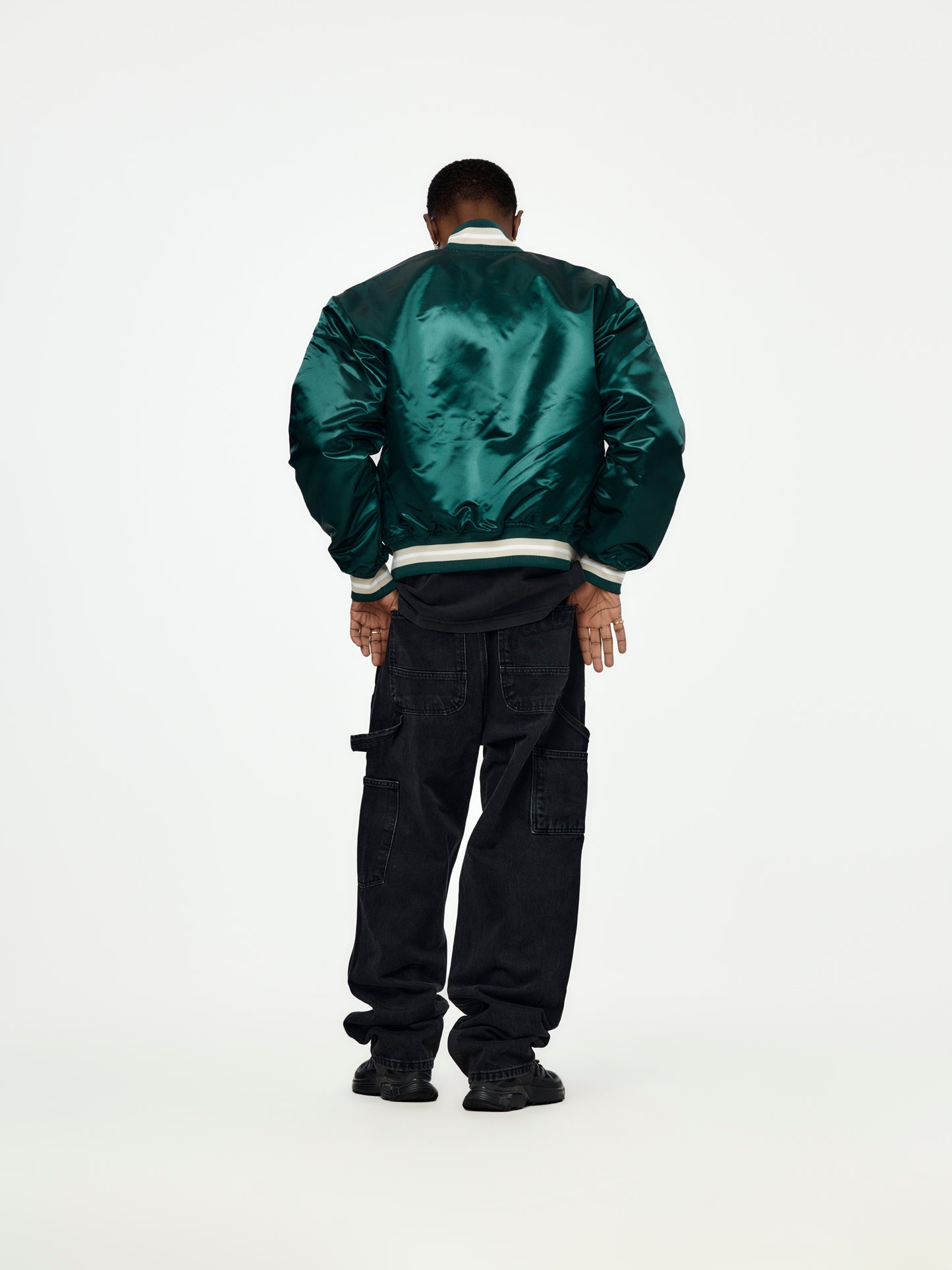 Patta Script Logo Satin Varsity Jacket (Bistro Green)
