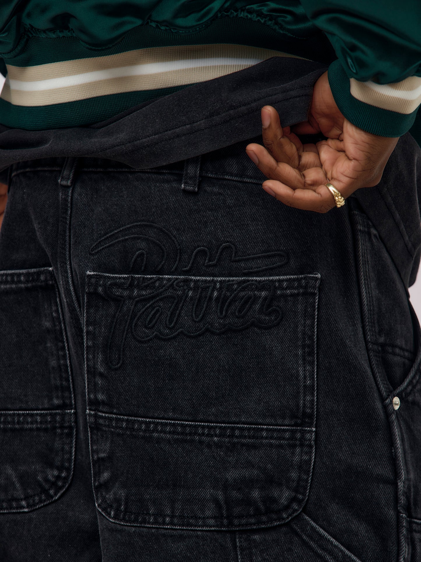 Patta Double Knee Denim Pants (Black Denim)