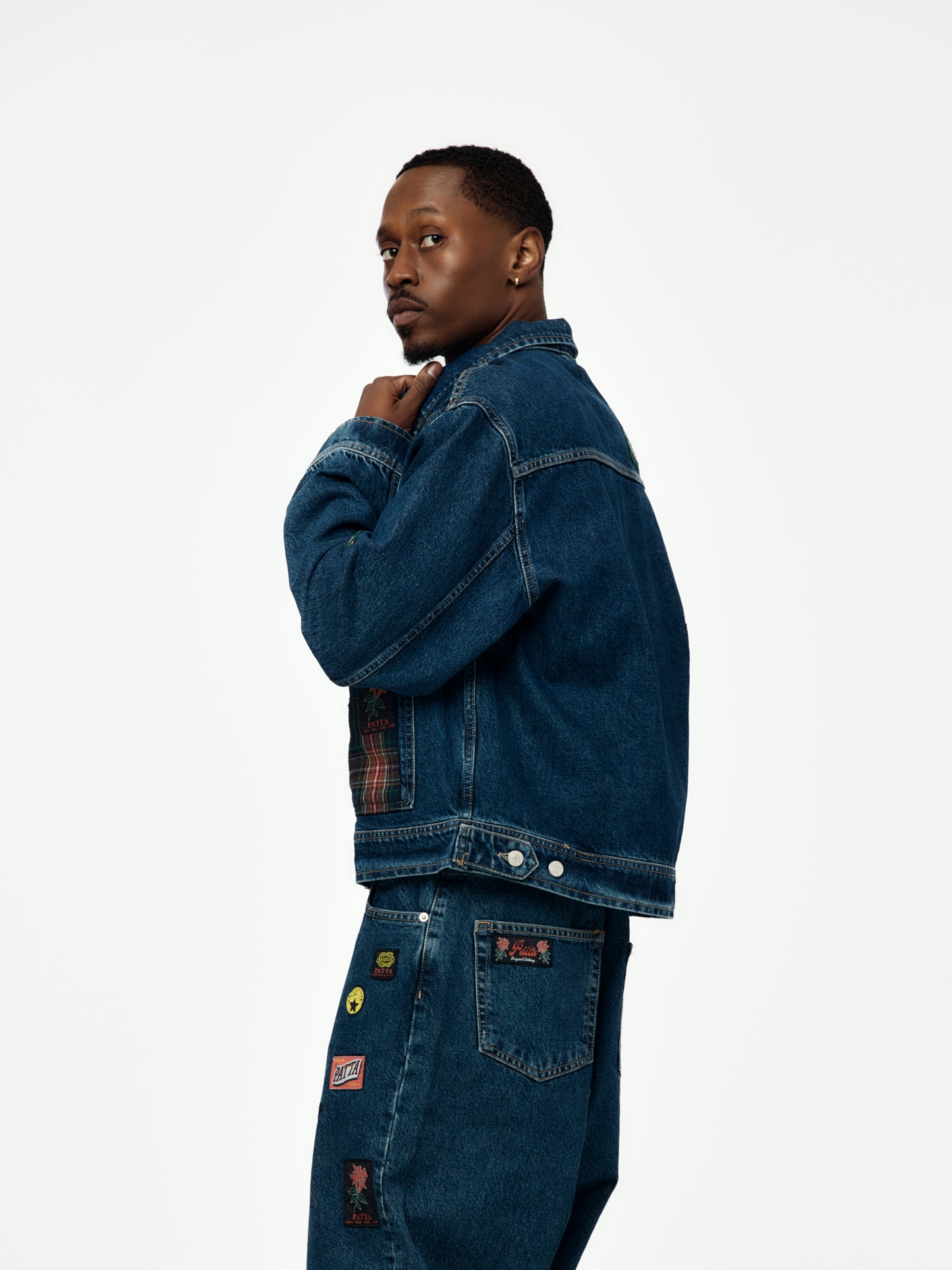 Patta Whole Lotta Labels Denim Jacket (Light Blue Denim)