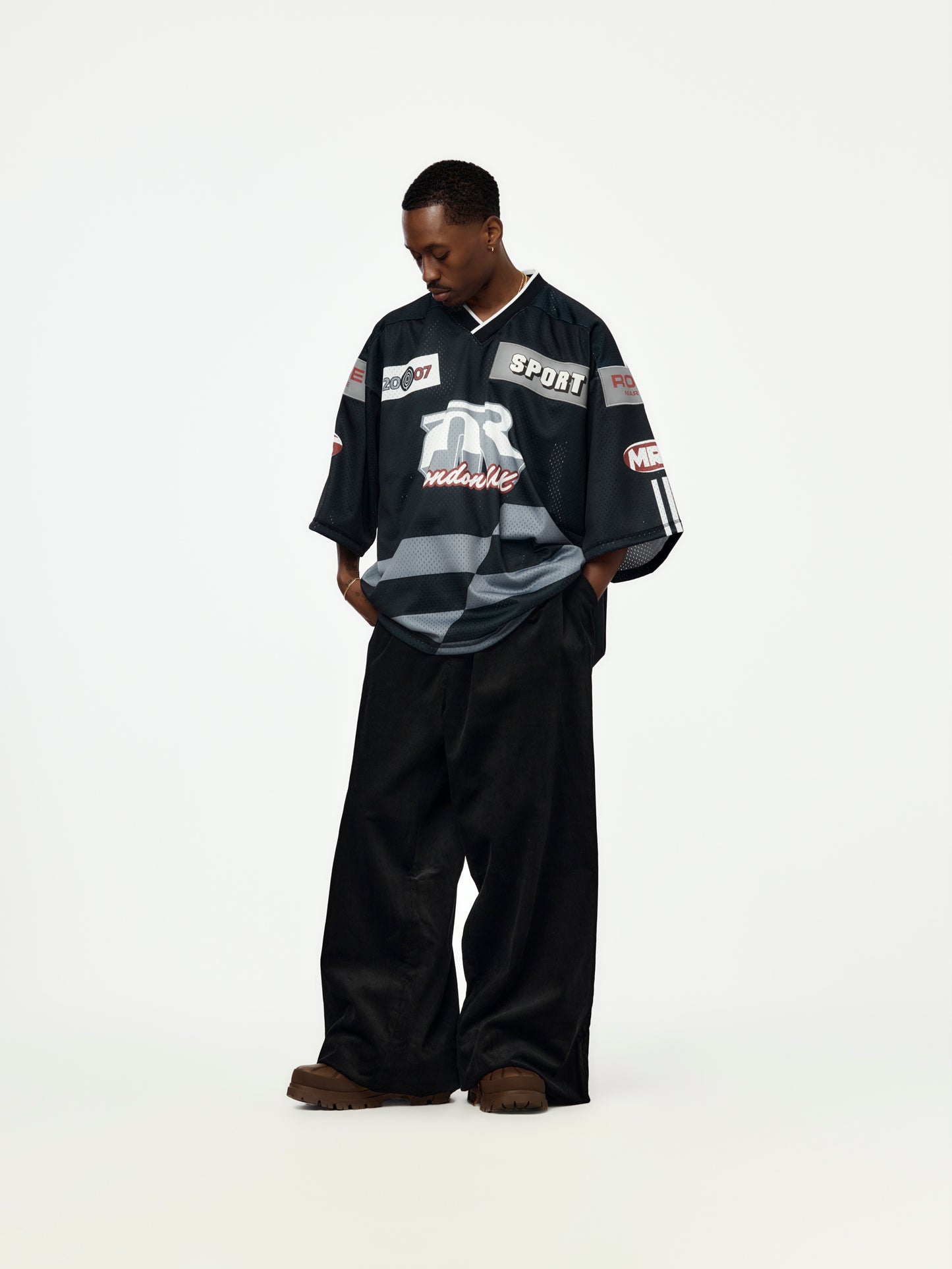 Oversized Hockey Top (Black And Grey)