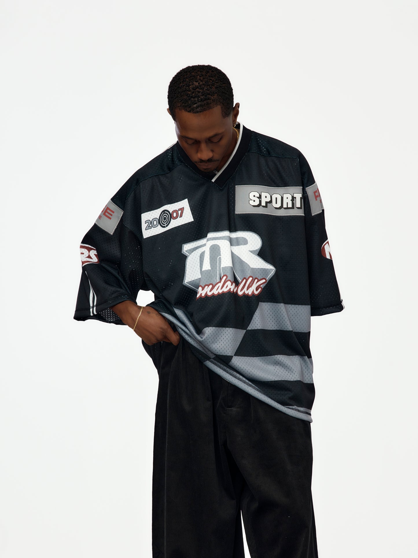 Oversized Hockey Top (Black And Grey)