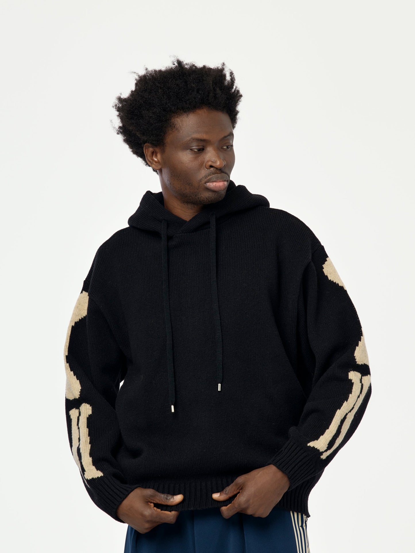 5G Wool BONE Hood Sweater (Black)