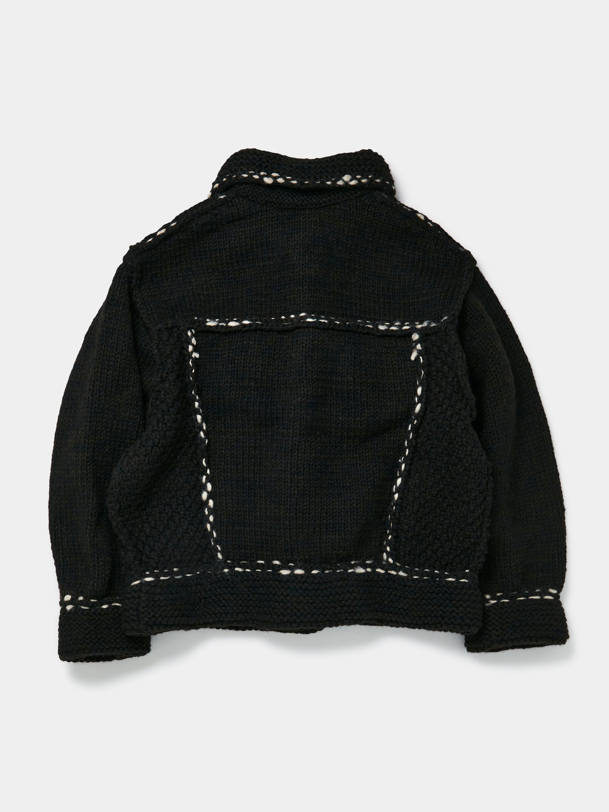 Wool Hand Knit Cowichan G-Jacket (Black)