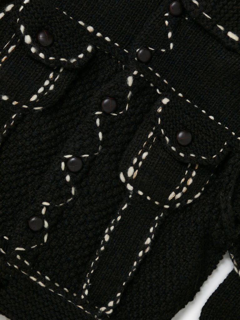 Wool Hand Knit Cowichan G-Jacket (Black)30504229896269