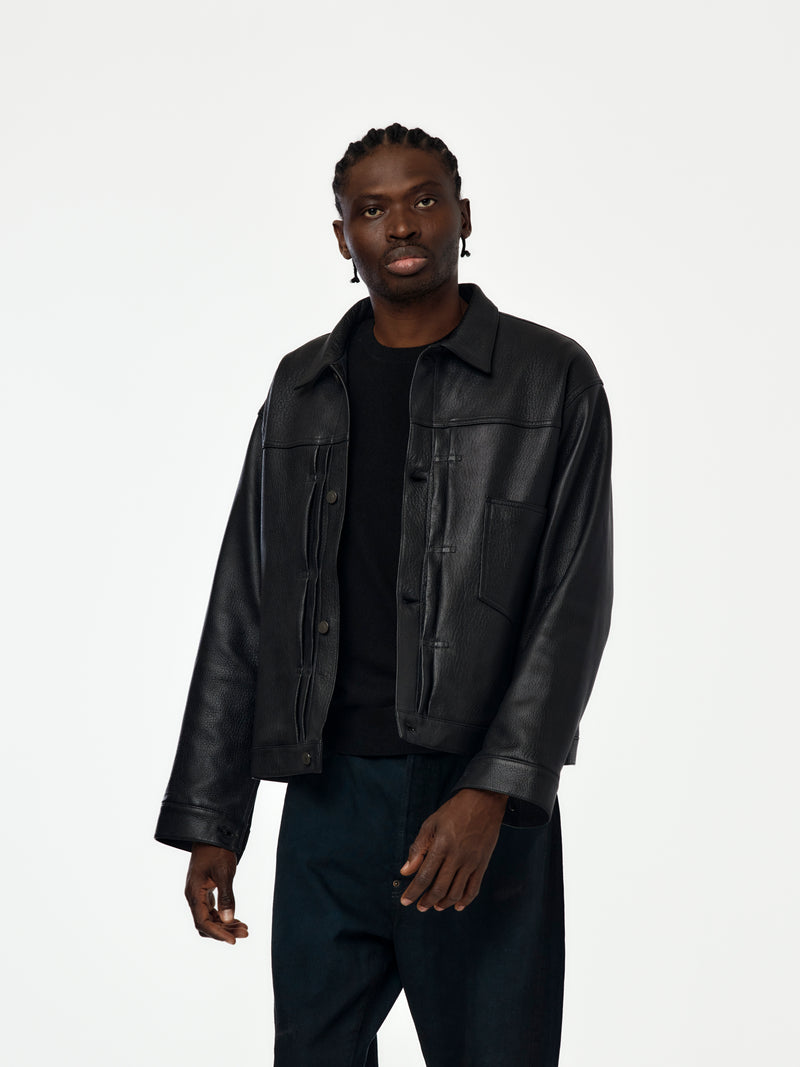 A.PRESSE x Union 1st Type Leather Jacket (Black)