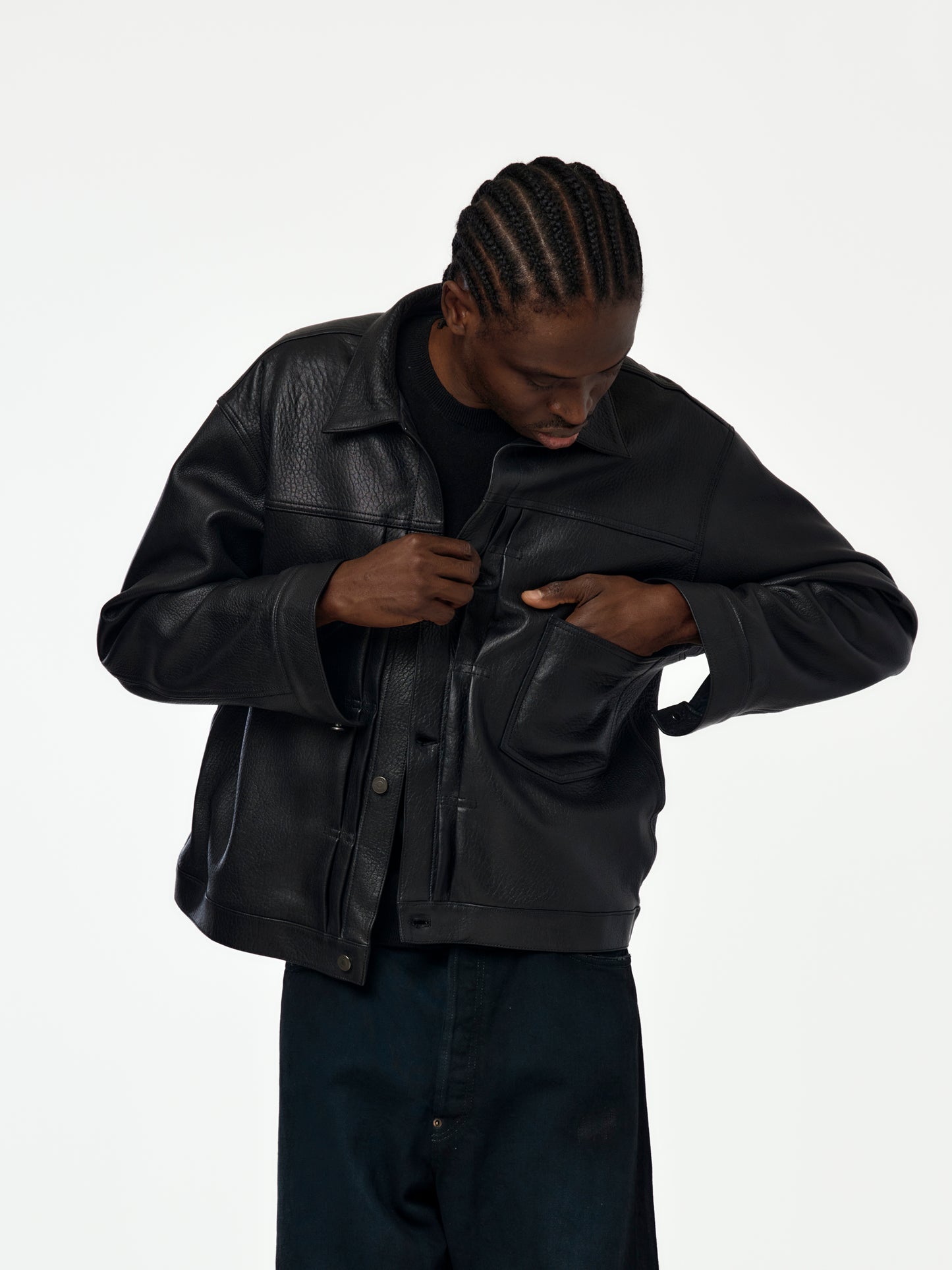 A.PRESSE x Union 1st Type Leather Jacket (Black)