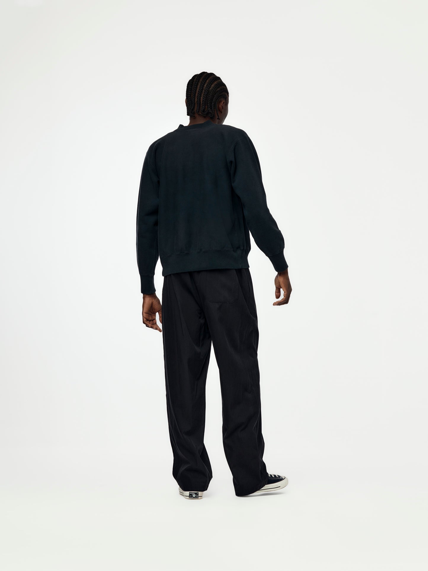 Vintage Half Zip Rib Collar Sweatshirt (Black) SIS