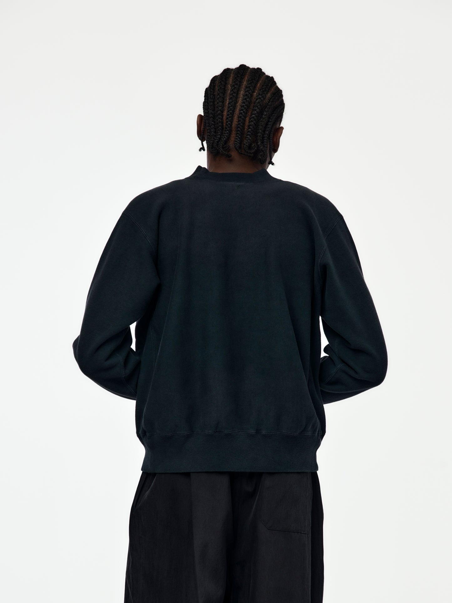 Vintage Half Zip Rib Collar Sweatshirt (Black) SIS