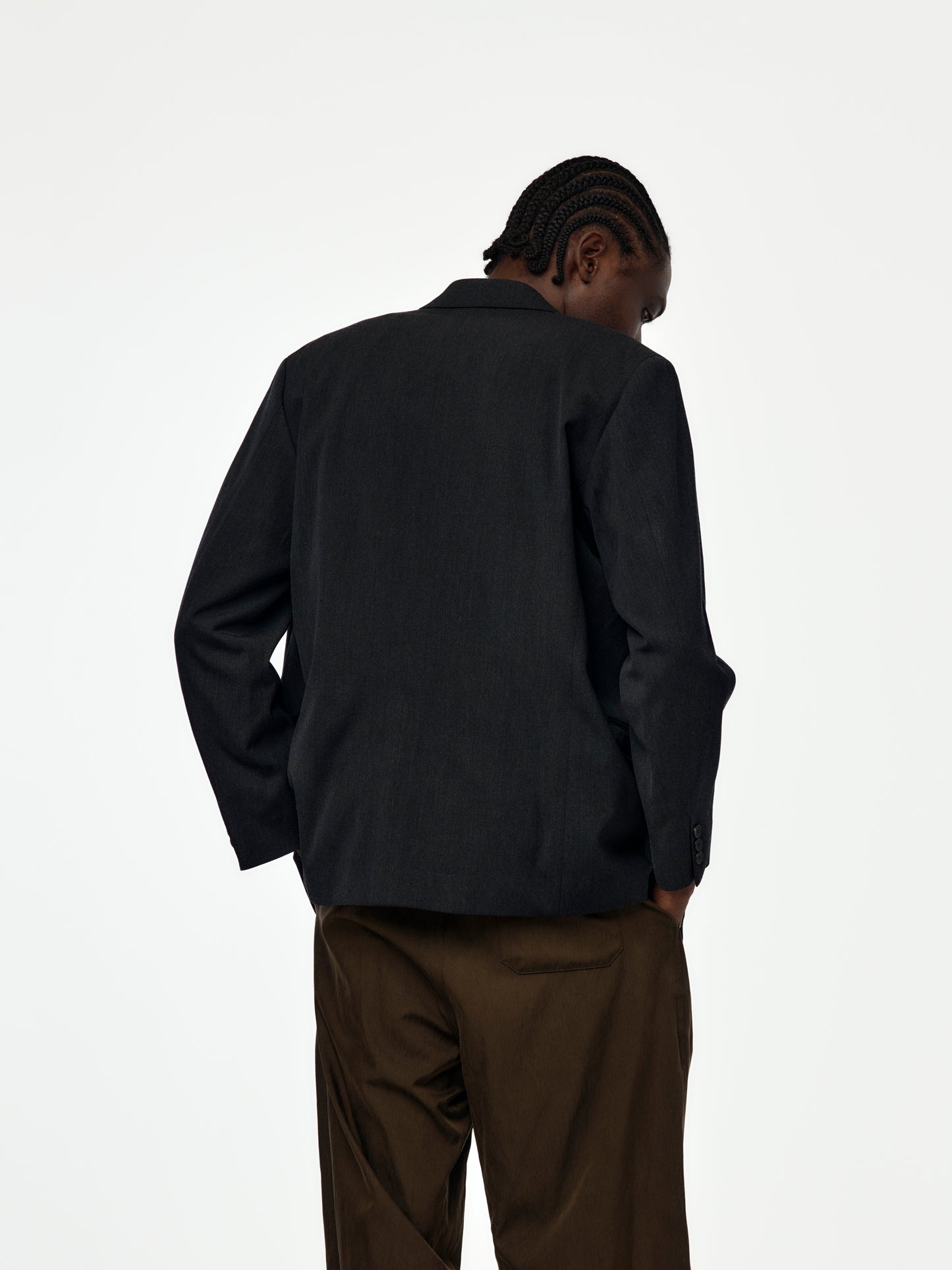 Wool Double Breasted Jacket (Charcoal) SIS