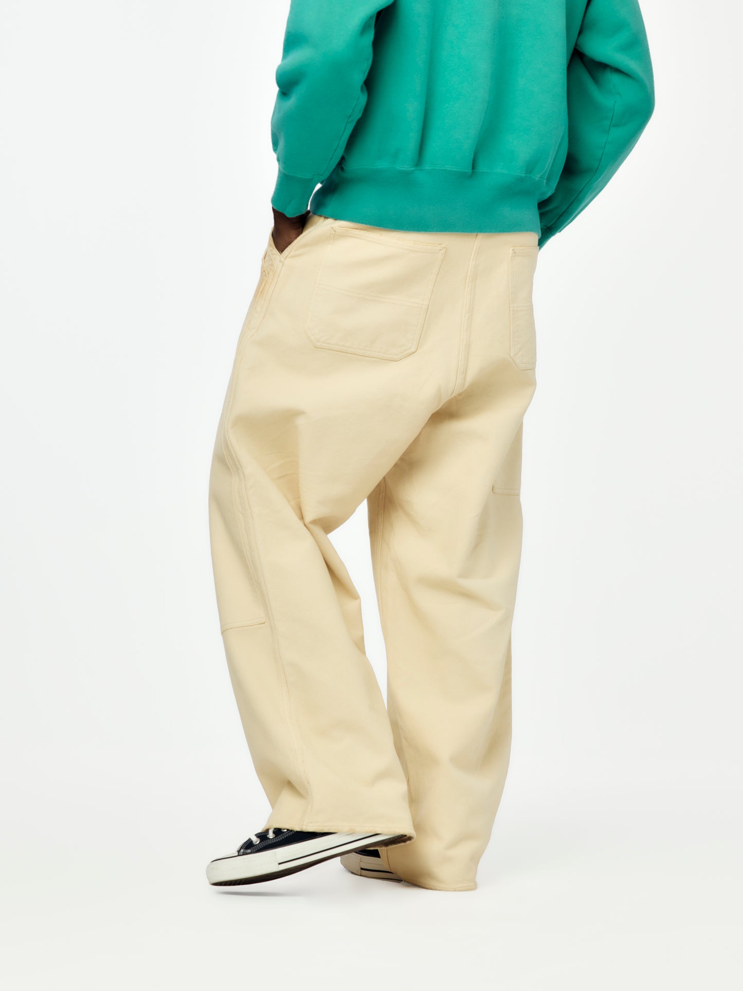 Vintage Silk Hemp Double Knee Pants (Beige) SIS