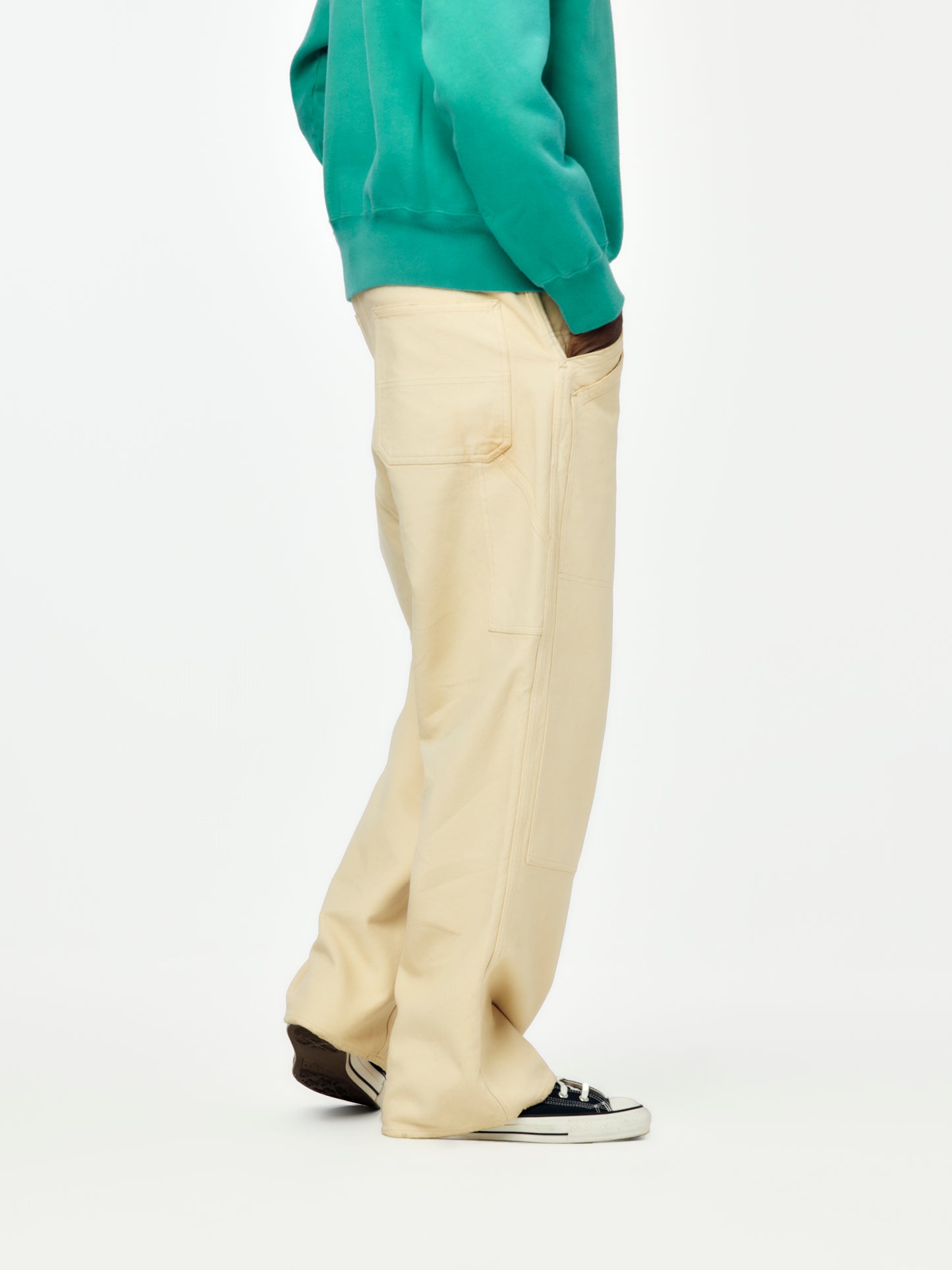 Vintage Silk Hemp Double Knee Pants (Beige) SIS