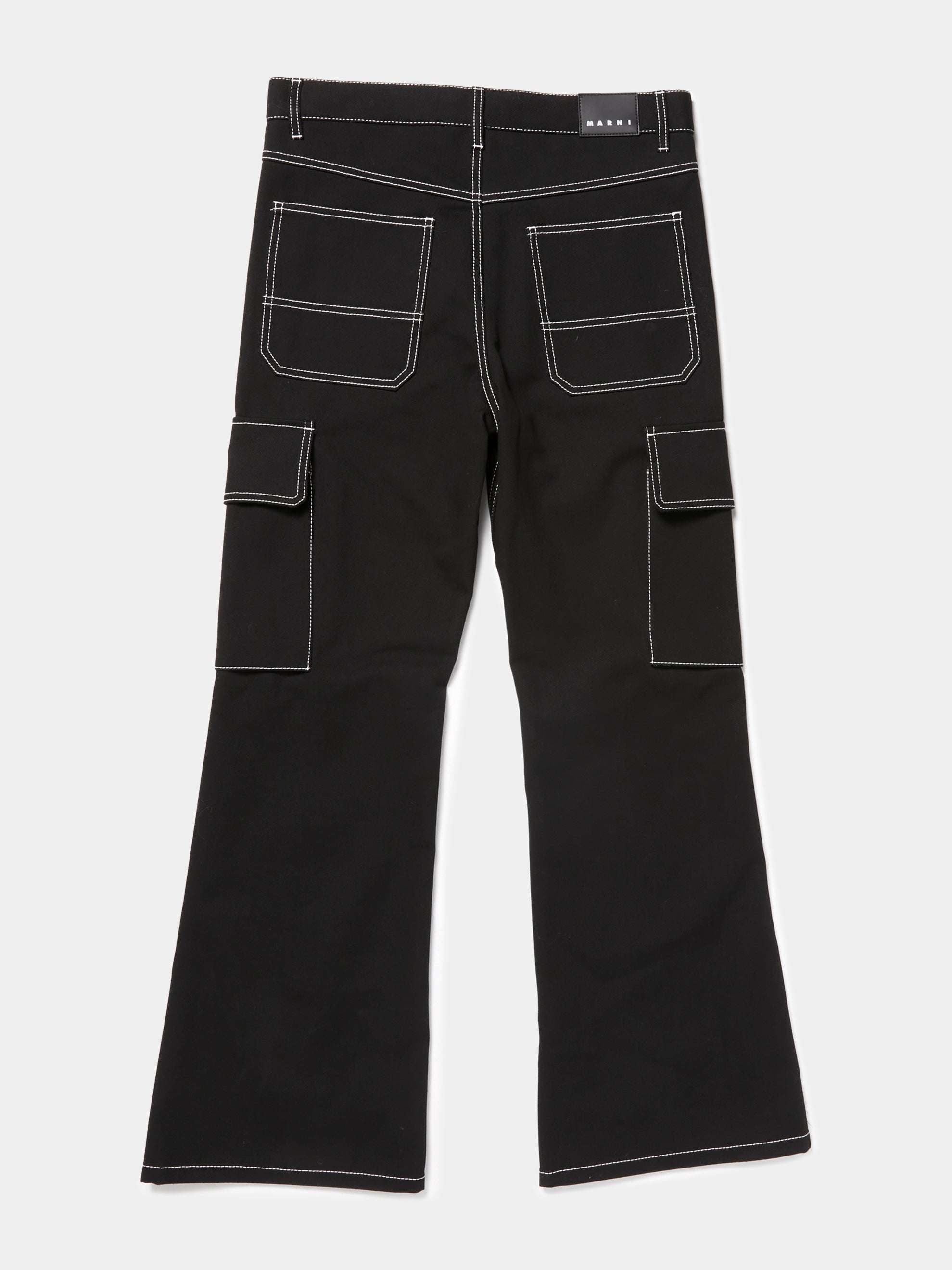 Contrast Stitch Cargo Pants (Black)