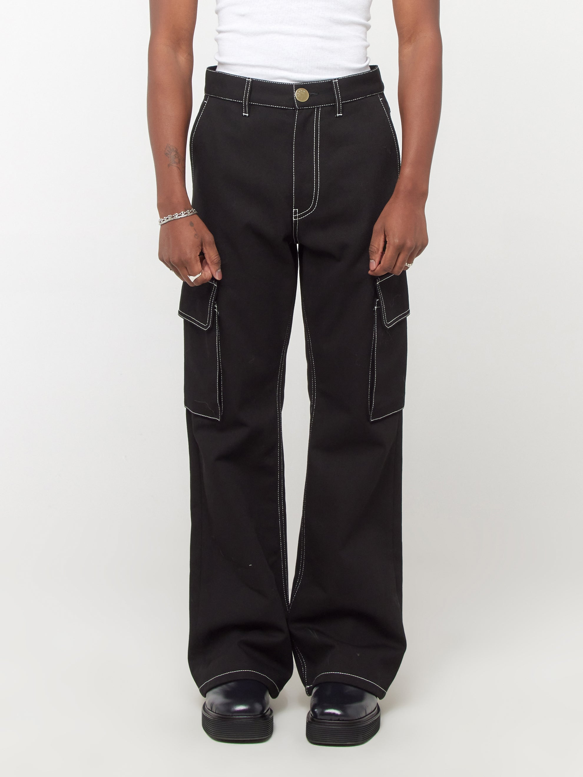 White Cargo Pants Men's Fashion Casual Stitching Leg Multi-pocket Pants  Pants - Walmart.com