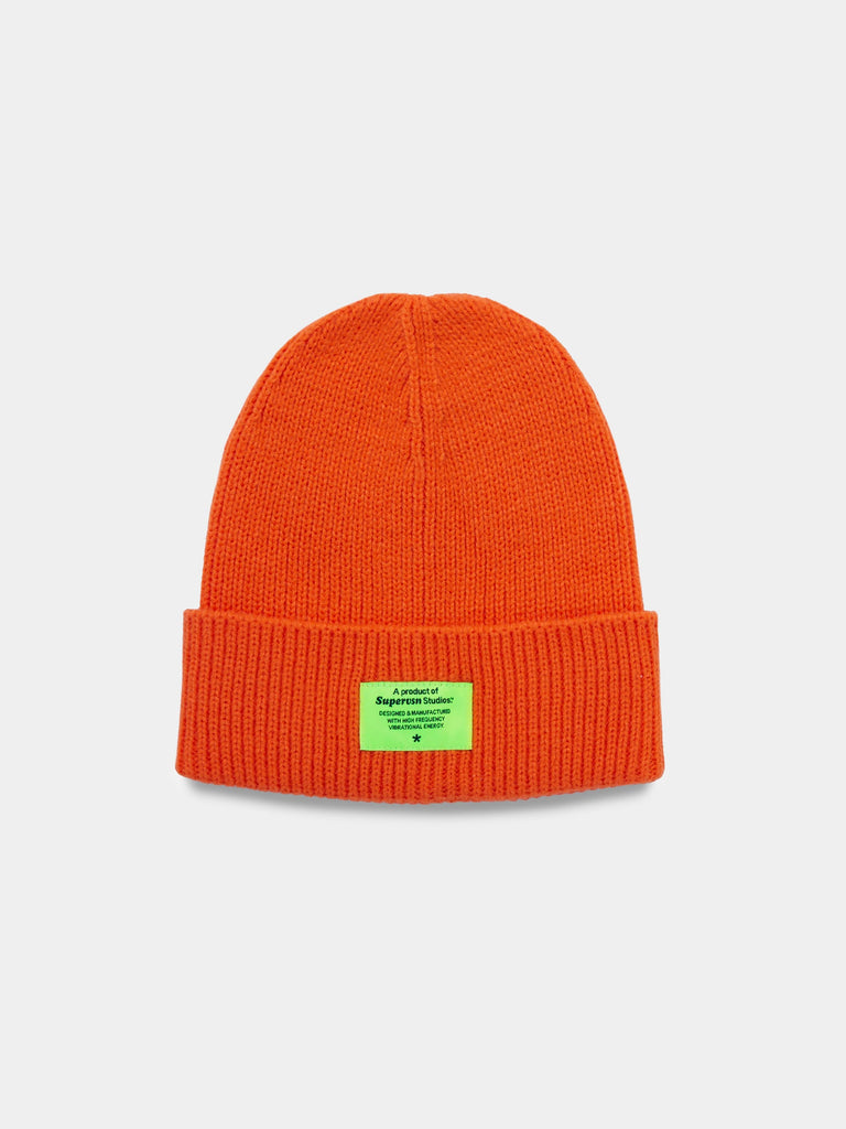 Frequency Ribbed Beanie (Neon Orange)
