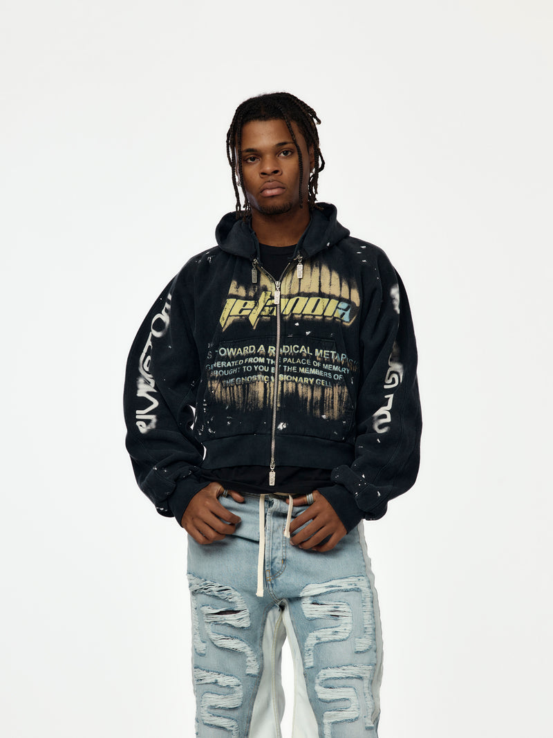 Radical Paper Rose Zip Hoodie (Mechanic Black)