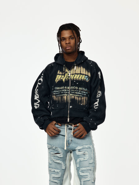 RRR123 Radical Paper Rose Zip Hoodie (Mechanic Black) - UNION LOS