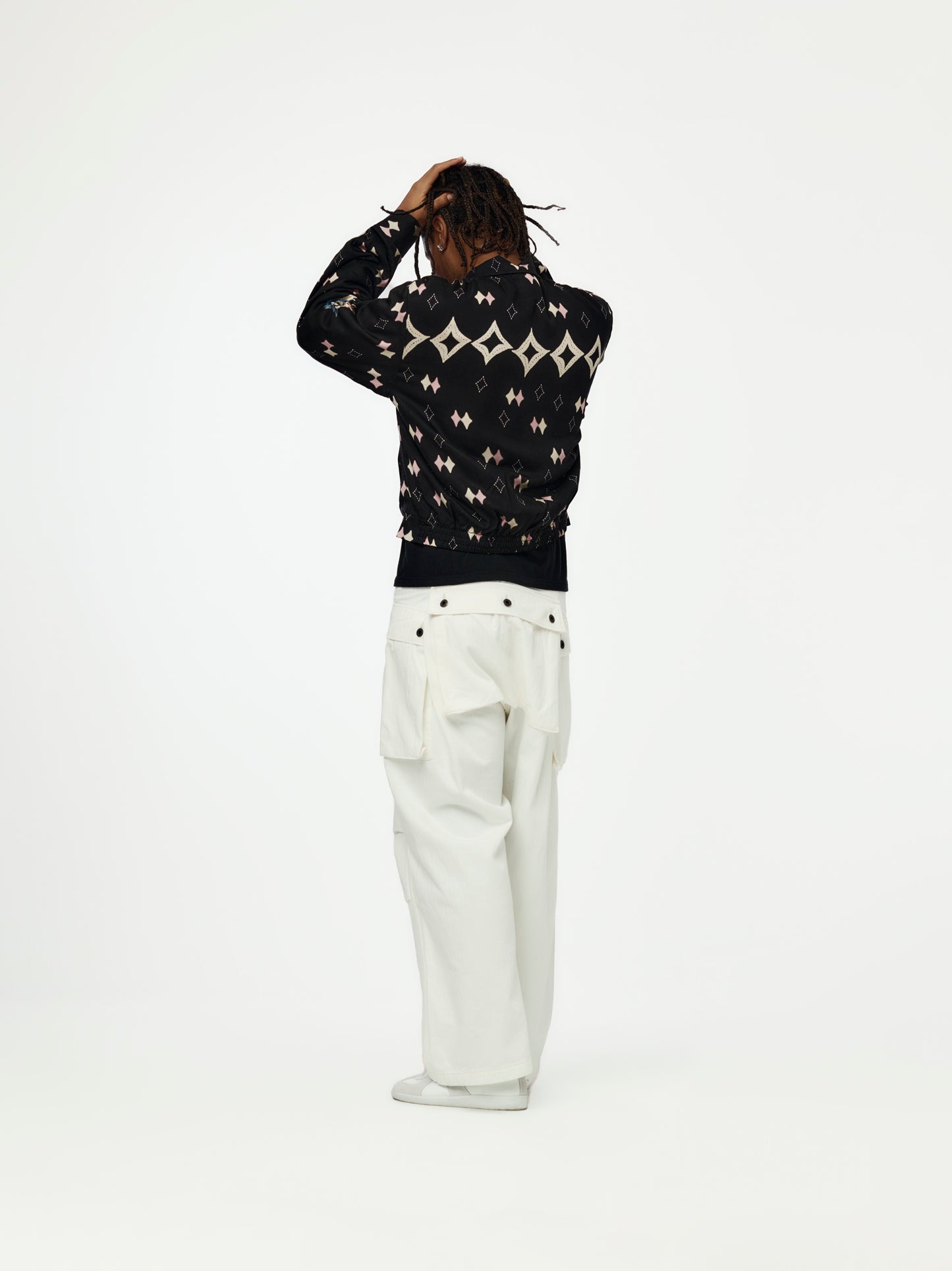 Herringbone JUMBO MONKEY Pants (White)