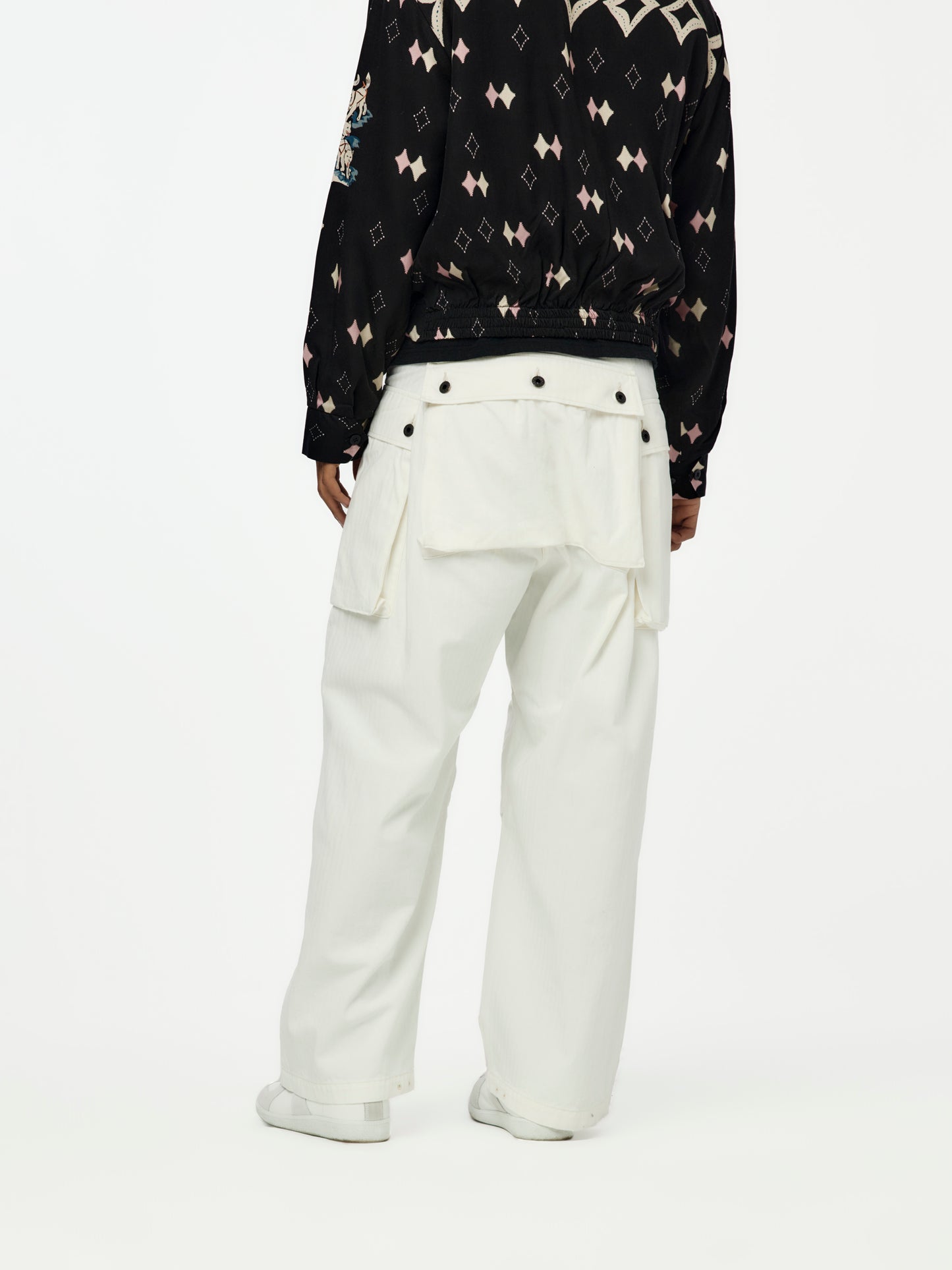 Herringbone JUMBO MONKEY Pants (White)