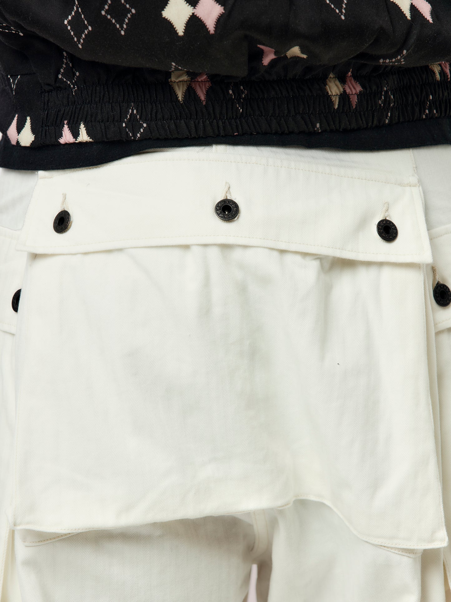 Herringbone JUMBO MONKEY Pants (White)