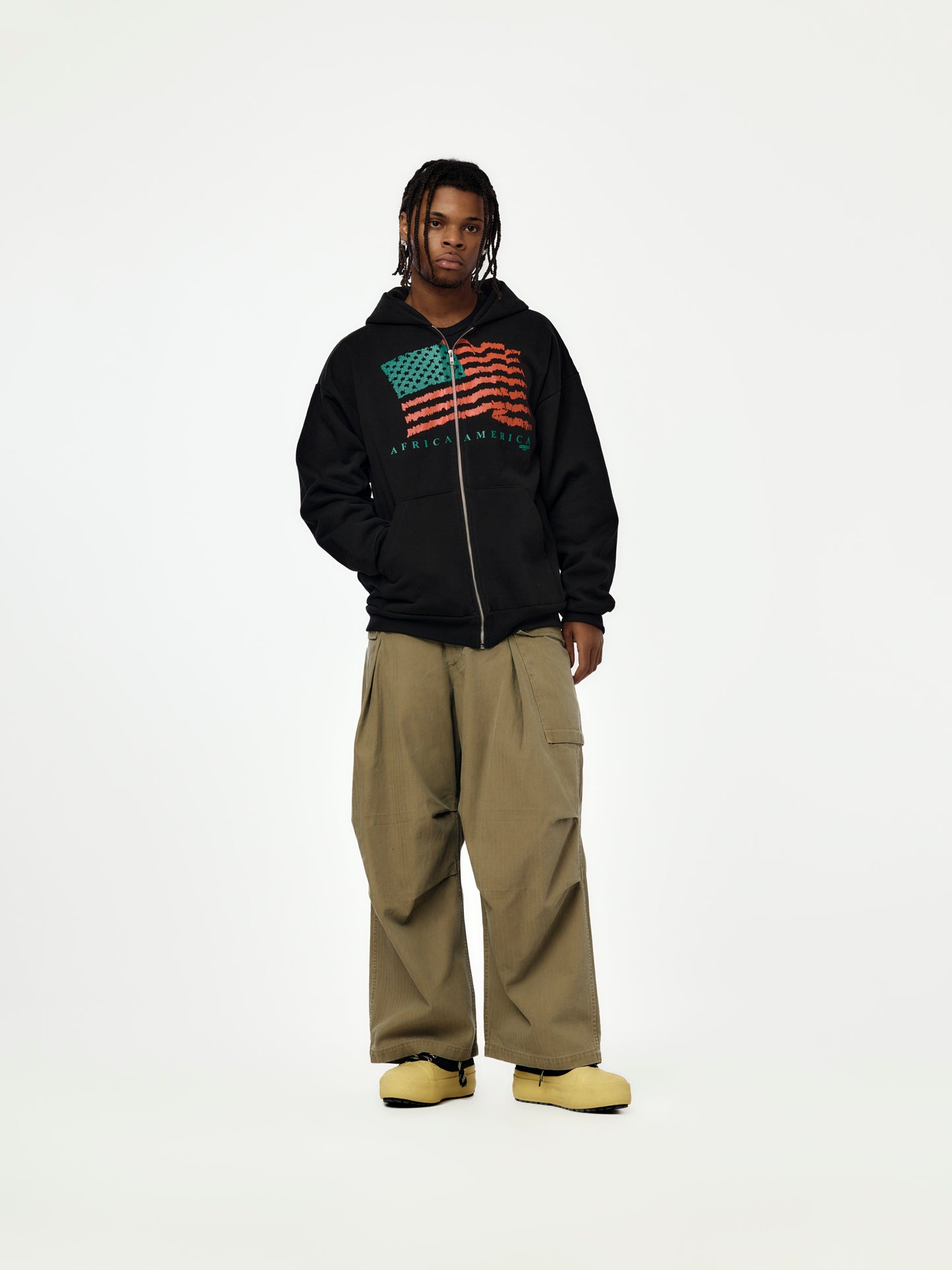 UNWAVERING FLAG ZIP HOODIE (BLACK)