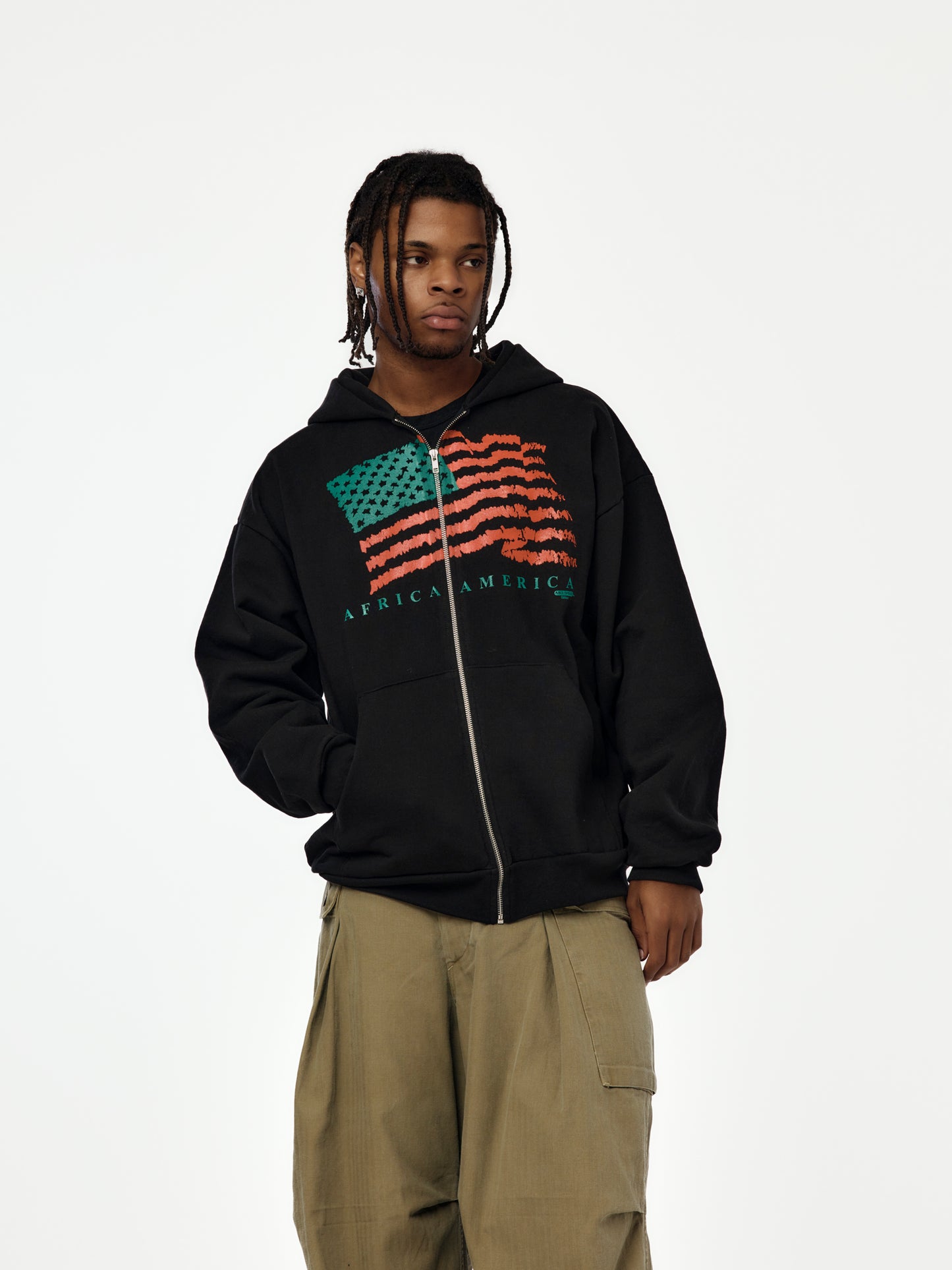 UNWAVERING FLAG ZIP HOODIE (BLACK)