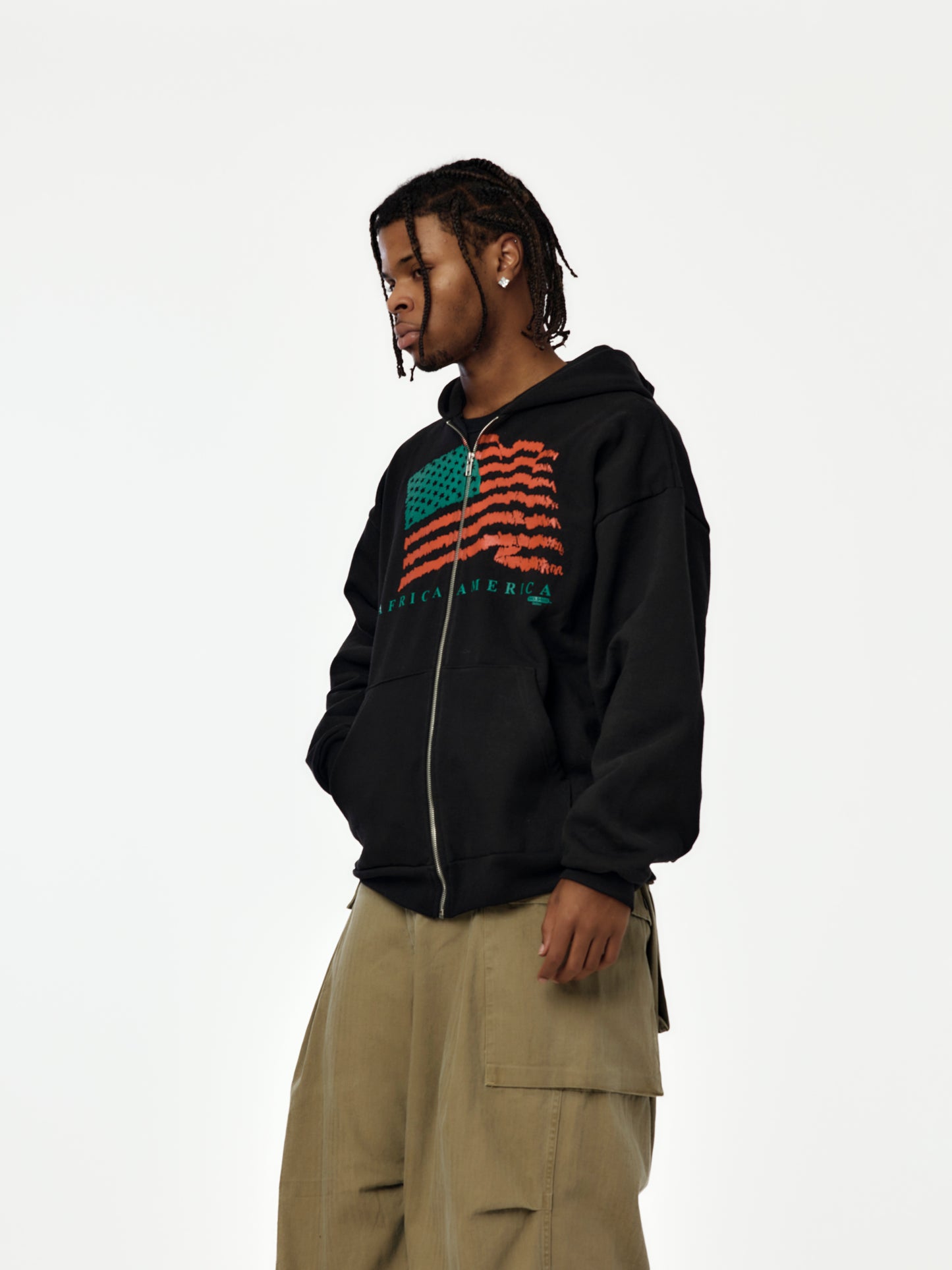 UNWAVERING FLAG ZIP HOODIE (BLACK)