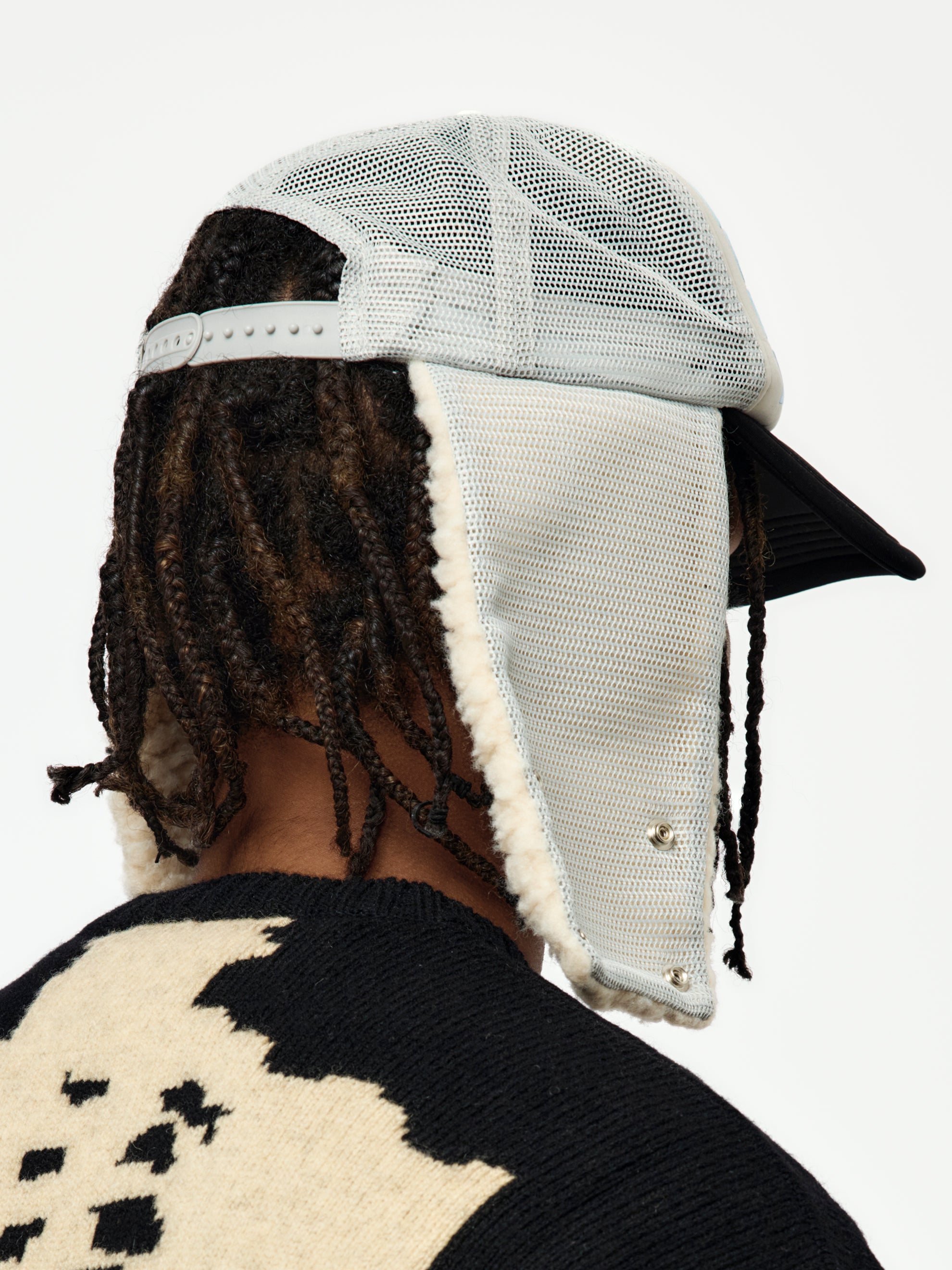 Kapital DENIM REPAIR SERVICE LUMBER Trucker Cap (Grey/Black