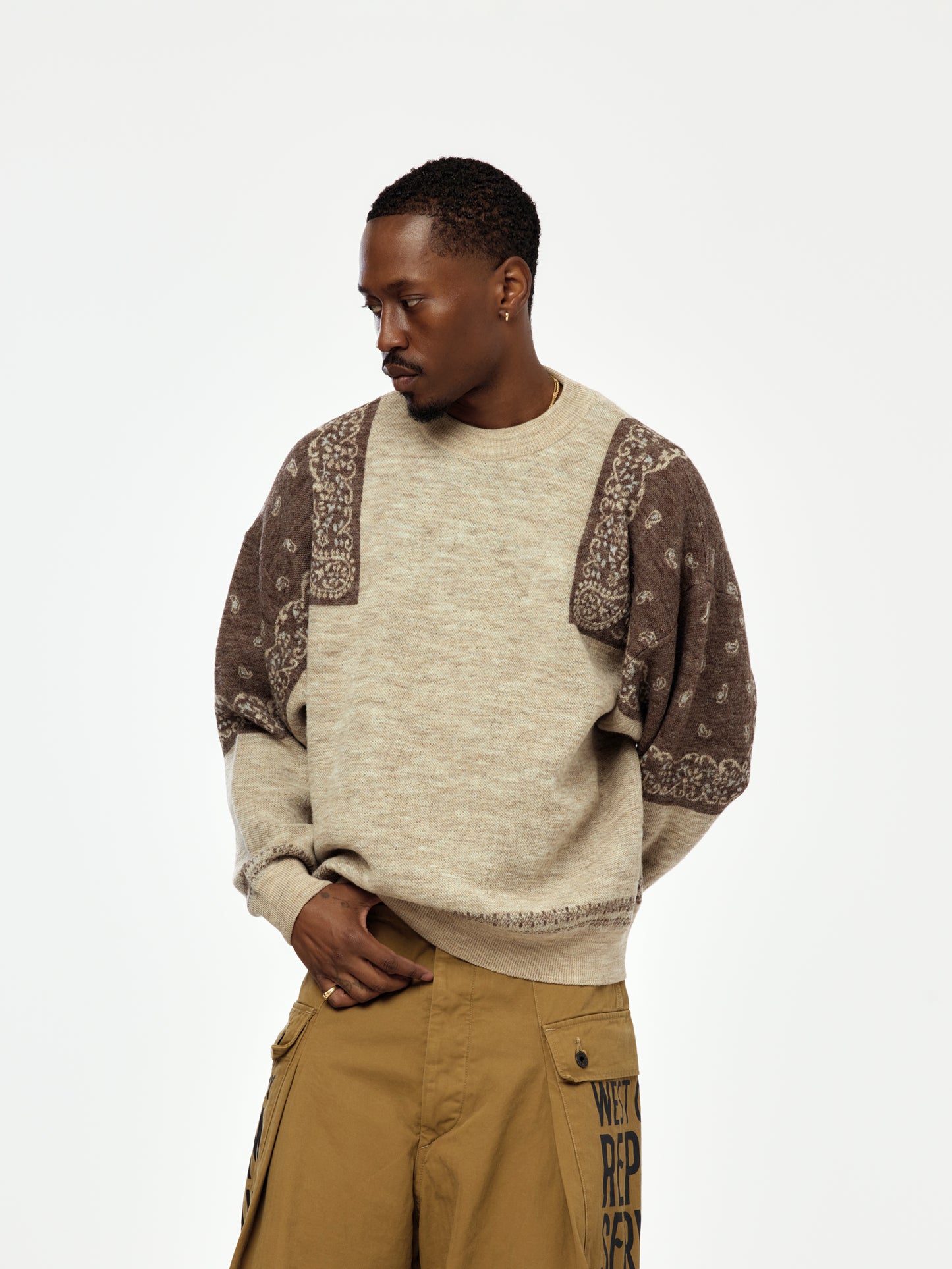 12G Wool Bandana Crew Sweater