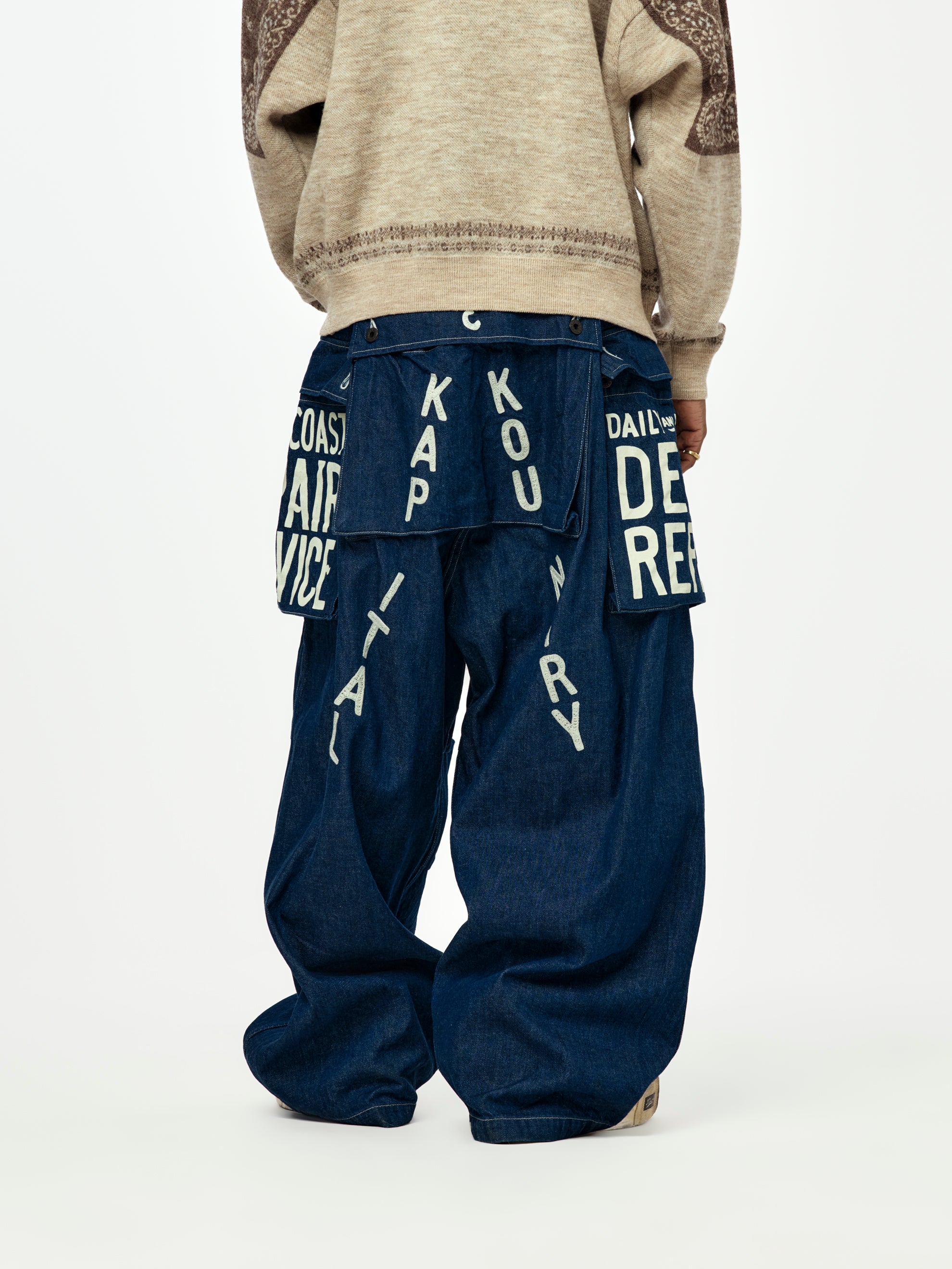 ＫＡＰＩＴＡＬサイズ36　ダメージ加工 デニム　訳あり即決価格 Kapital 11.5oz Denim JUMBO MONKEY Pants (FACTORY-REPAIR
