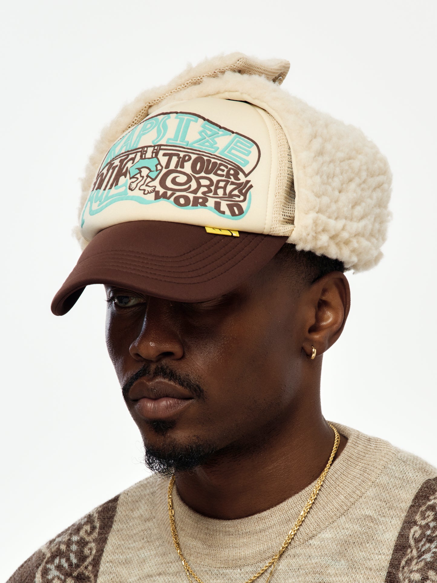 KAPSIZE RULE LUMBER Trucker Cap (Ecru/Brown)