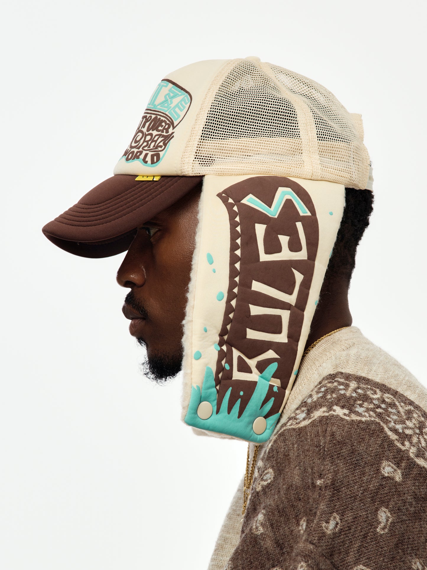 KAPSIZE RULE LUMBER Trucker Cap (Ecru/Brown)