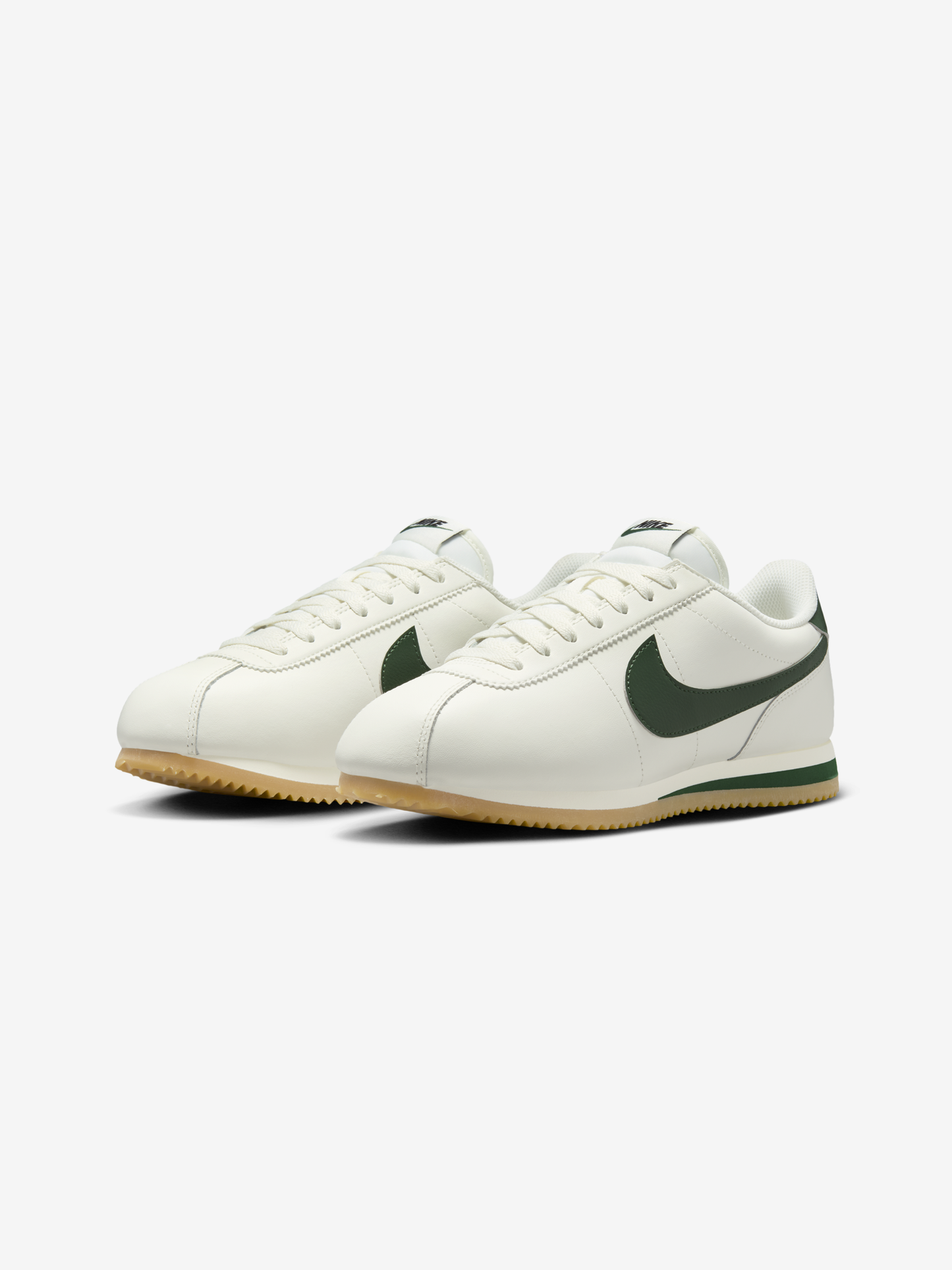 Women's Nike Cortez Leather (SAIL/FIR-GUM YELLOW-BLACK)