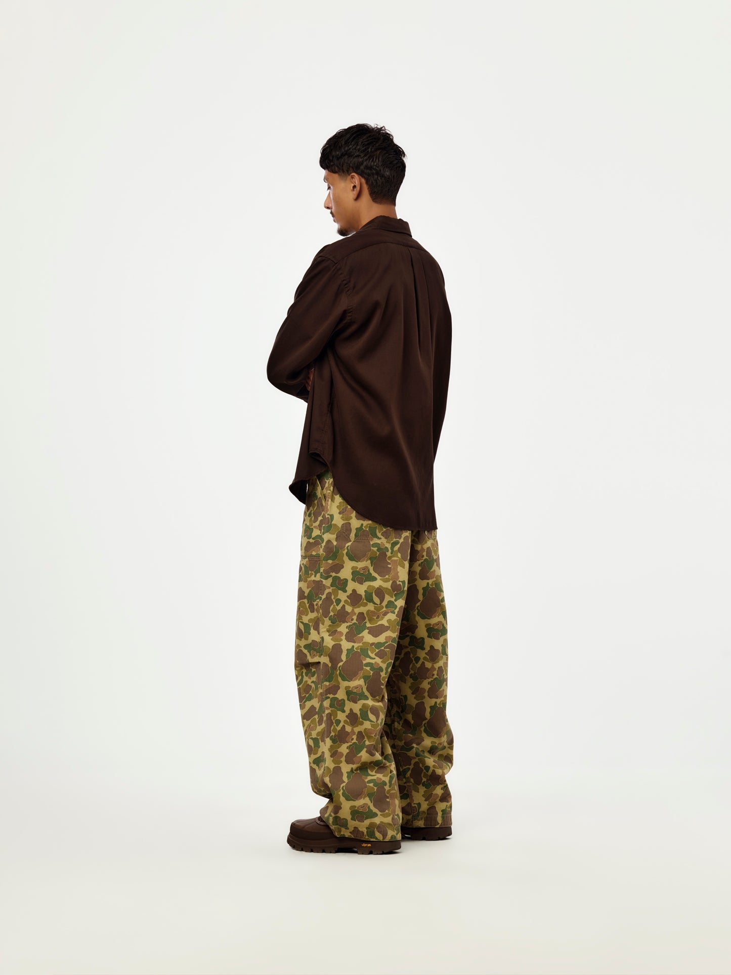 A.PRESSE Double Weave Twill Regular Collar Shirt (SIS) (D.Brown)