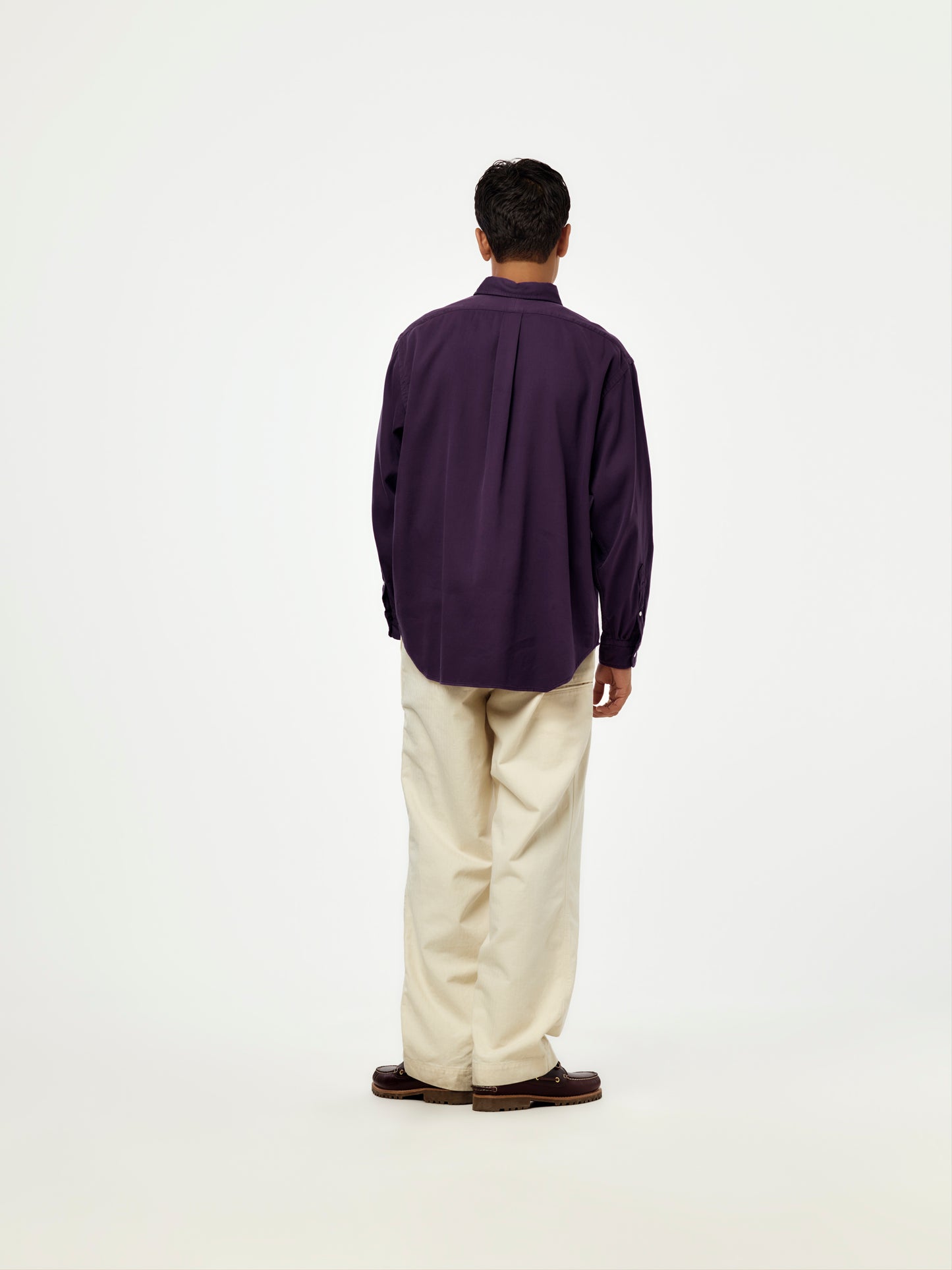 A.PRESSE Double Weave Twill Regular Collar Shirt (SIS) (Purple)