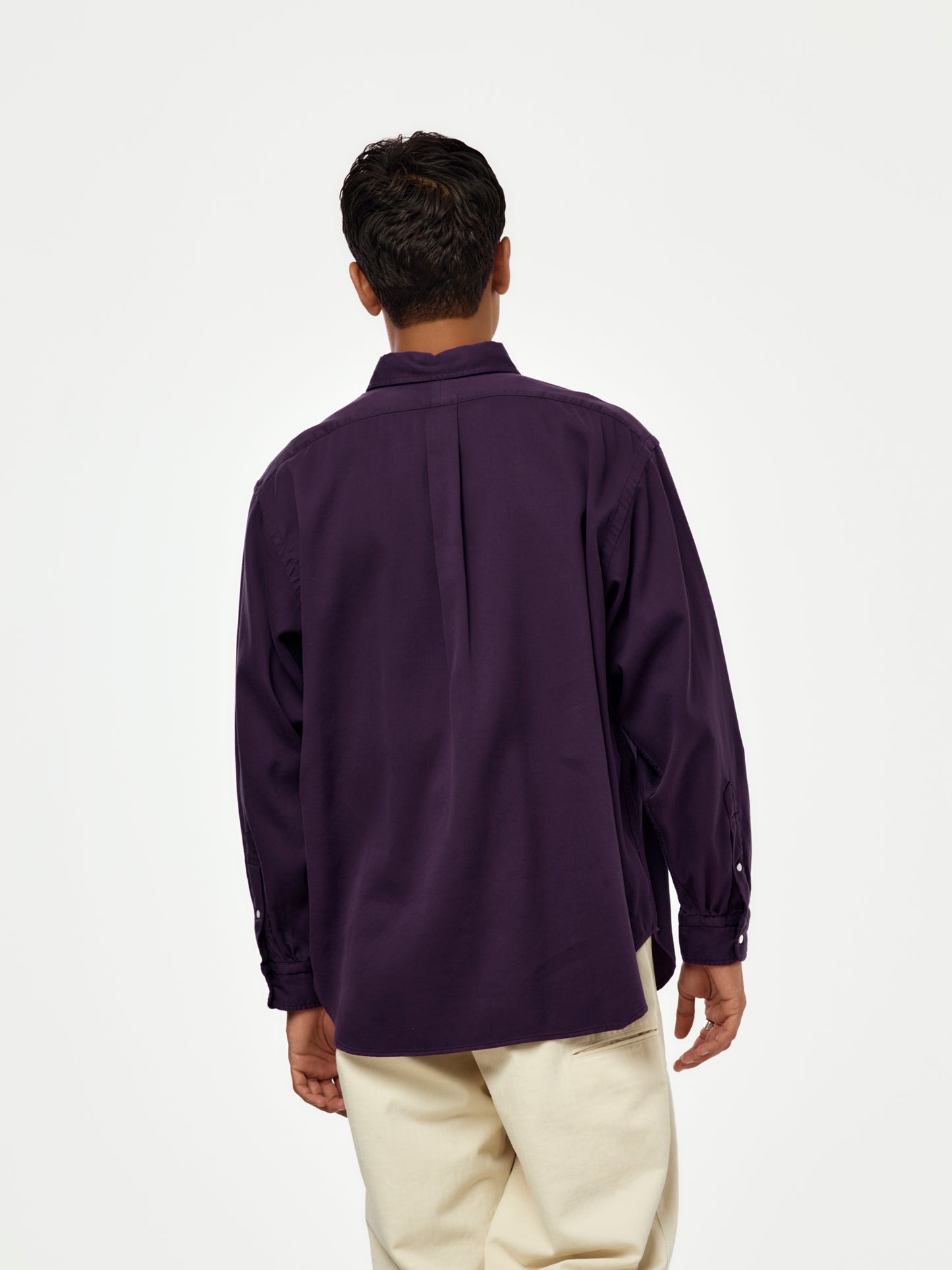 A.PRESSE Double Weave Twill Regular Collar Shirt (SIS) (Purple)