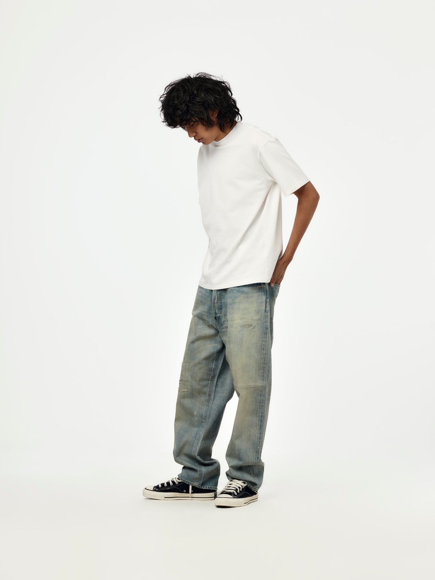 No.37 Washed Wide Denim Pants (BLEACH) (SIS)