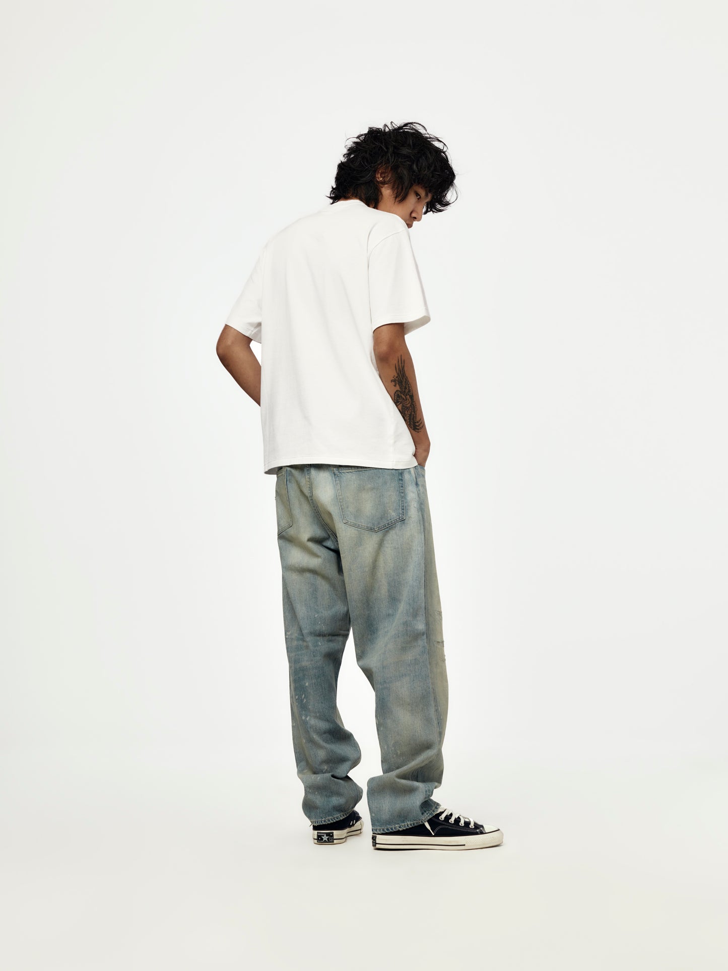 No.37 Washed Wide Denim Pants (BLEACH) (SIS)