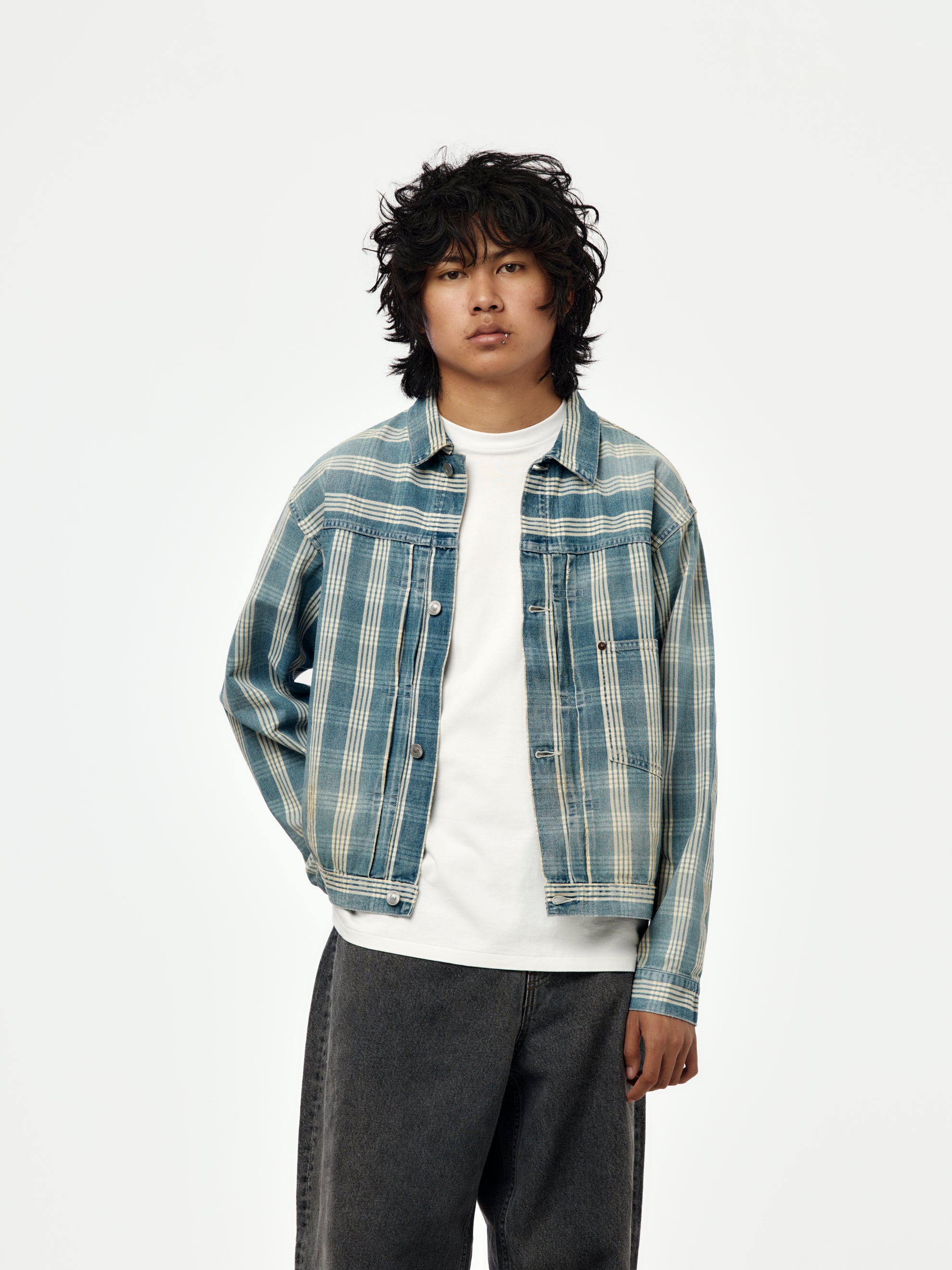 ジャケット・アウター A.PRESSE No.213 Indigo Palaka Denim 44 A.PRESSE A.PRESSE No.213 Indigo Palaka Denim Jacket | Union LA