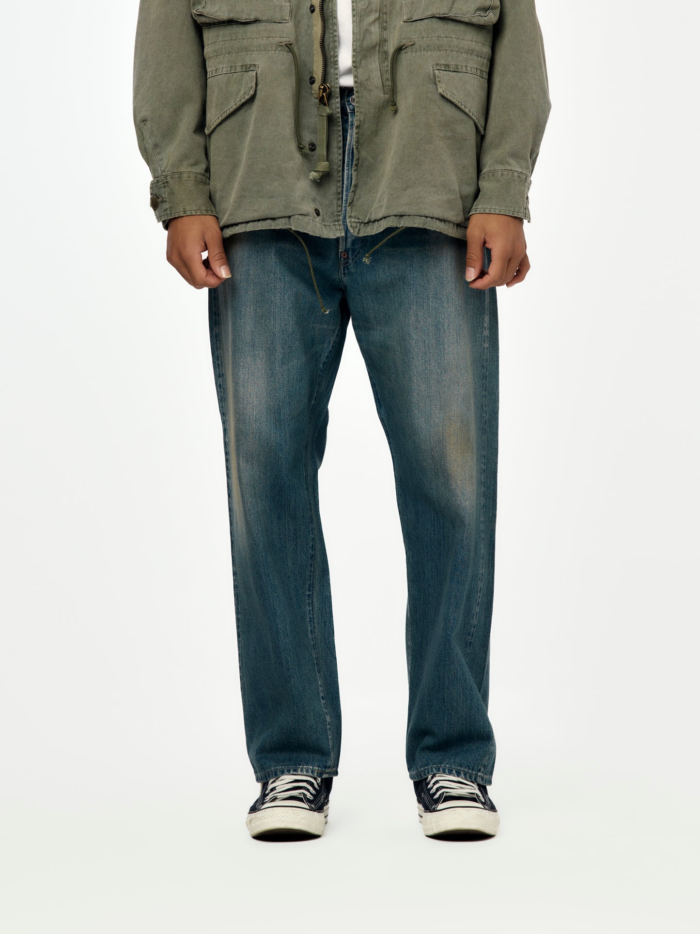 A.PRESSE No.22 Washed Wide Denim Pants (Indigo) (Sis)