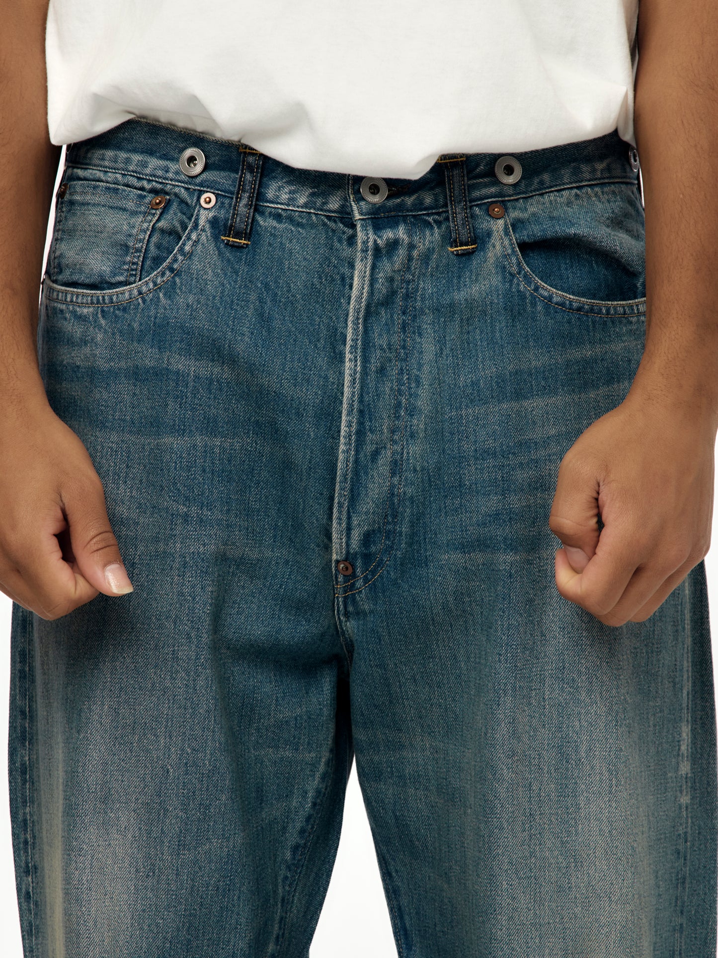 A.PRESSE No.22 Washed Wide Denim Pants (Indigo) (Sis)