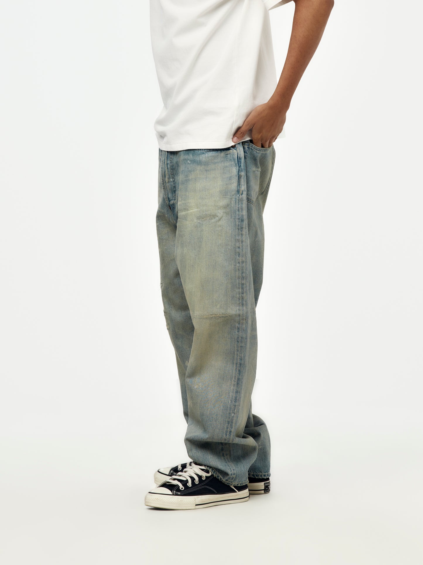 No.37 Washed Wide Denim Pants (BLEACH) (SIS)