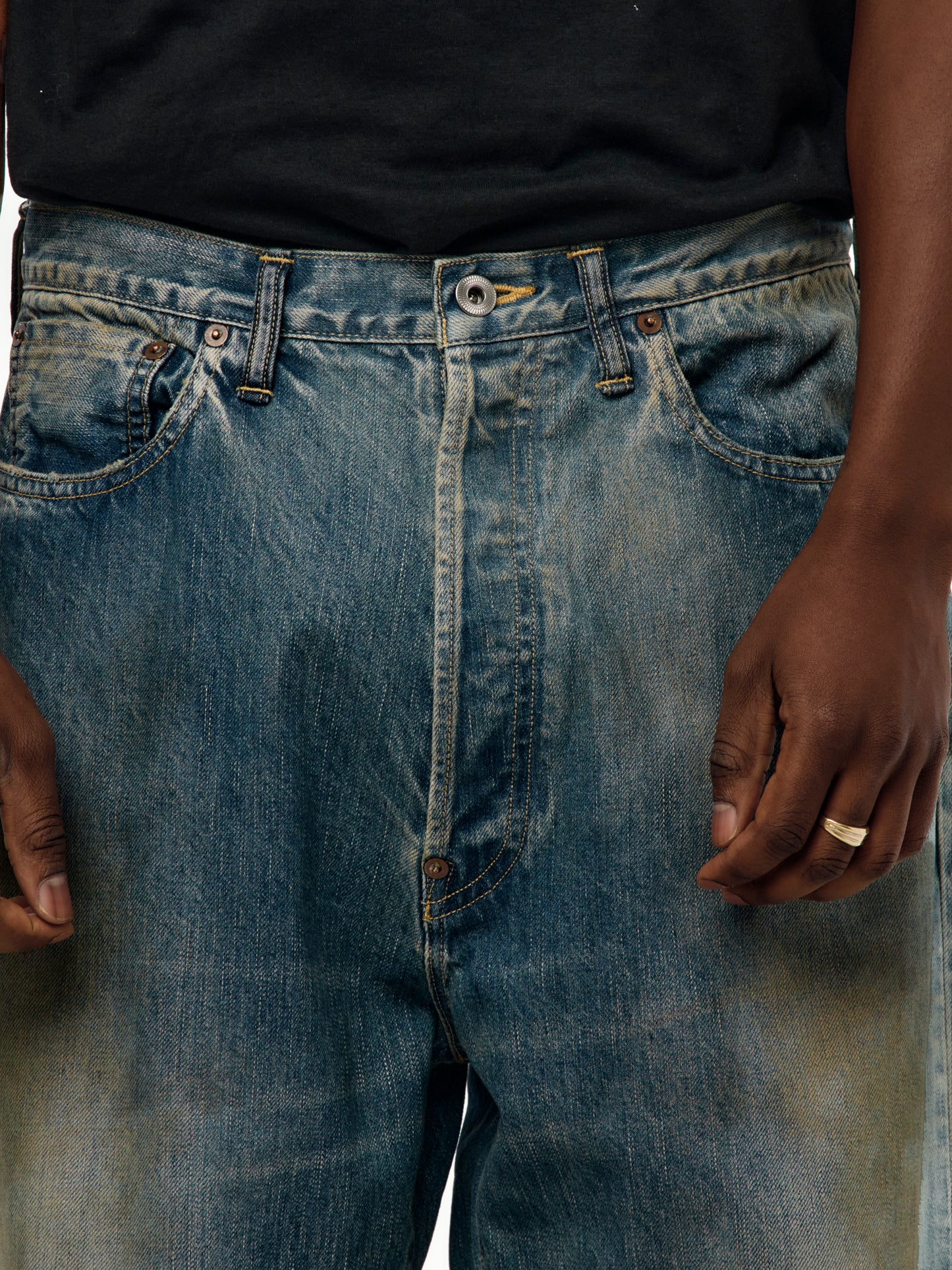 A.PRESSE No.37 Washed Wide Denim Pants (Indigo) (SIS)