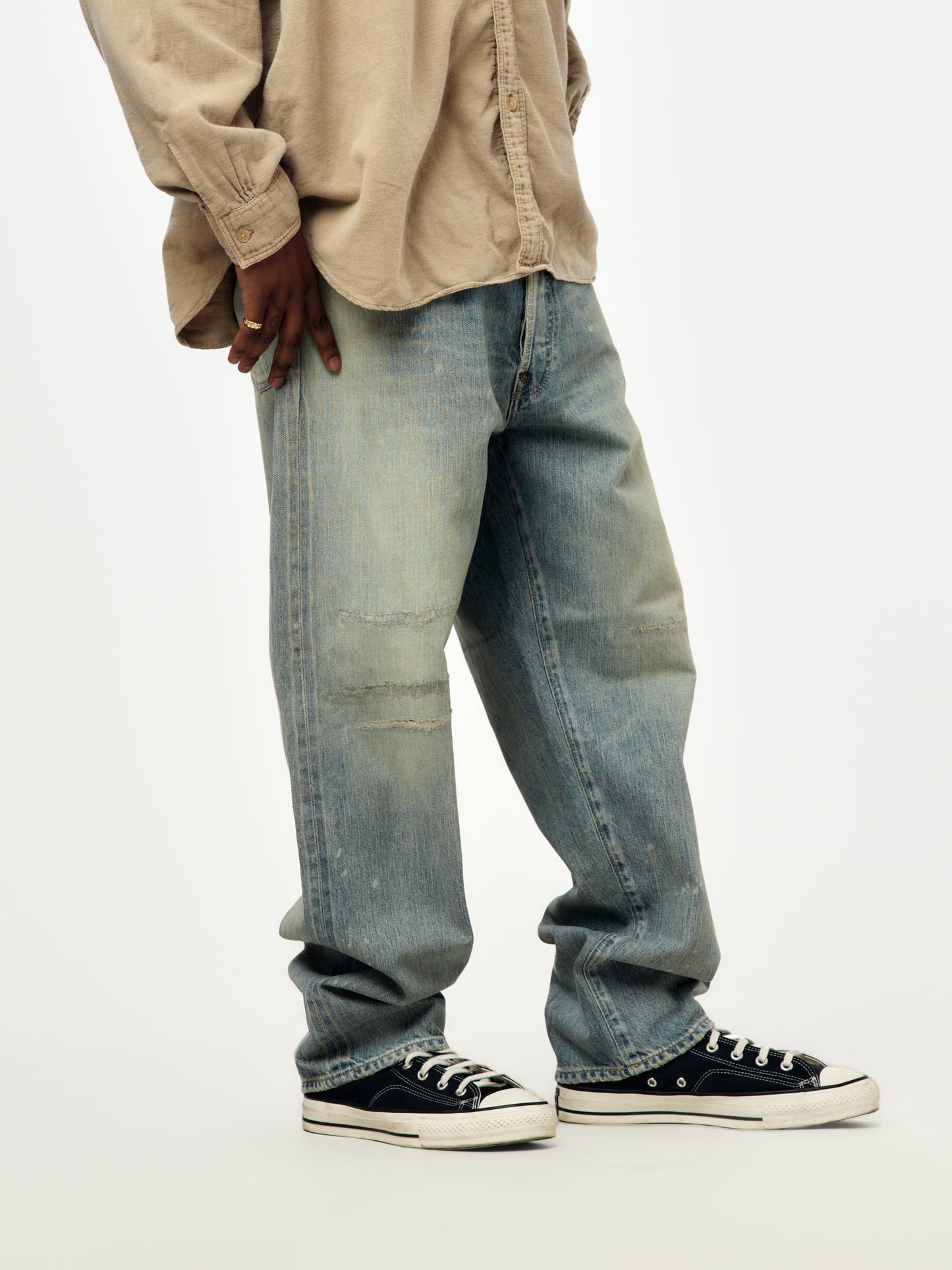A.PRESSE No.37 Washed Wide Denim Pants (Bleach)