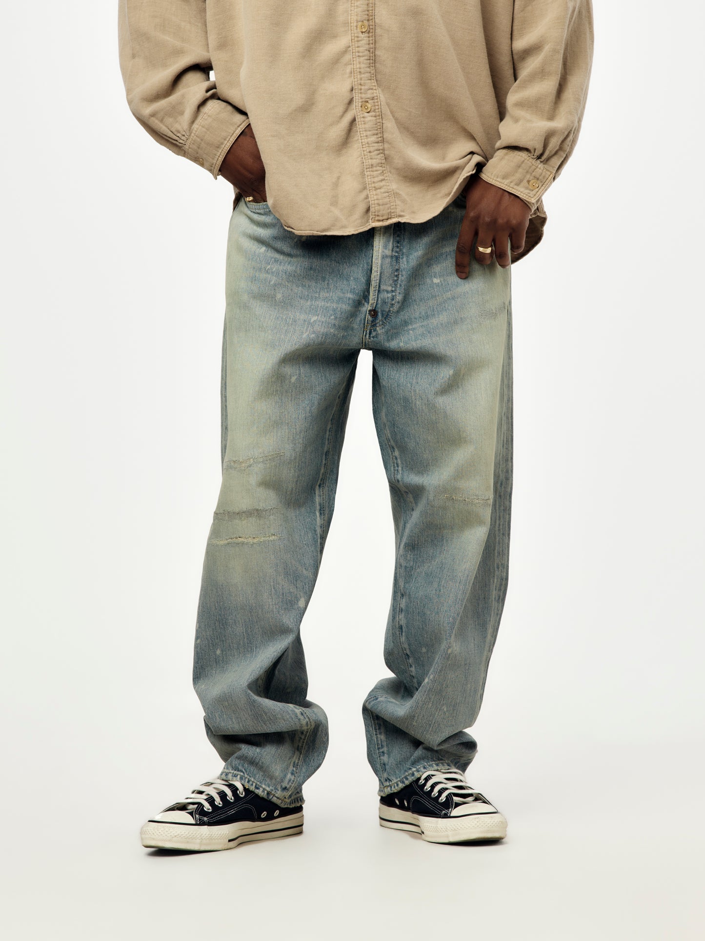 A.PRESSE No.37 Washed Wide Denim Pants (Bleach)