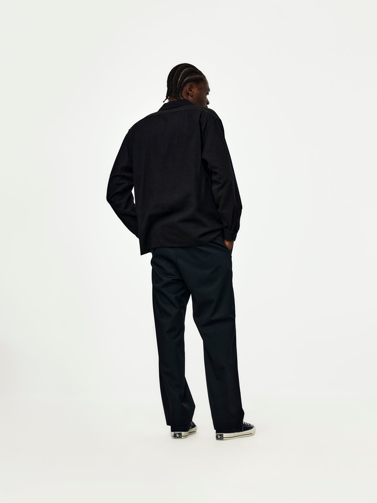 Silk Nep Loop Collar Shirt (BLACK) (SIS)