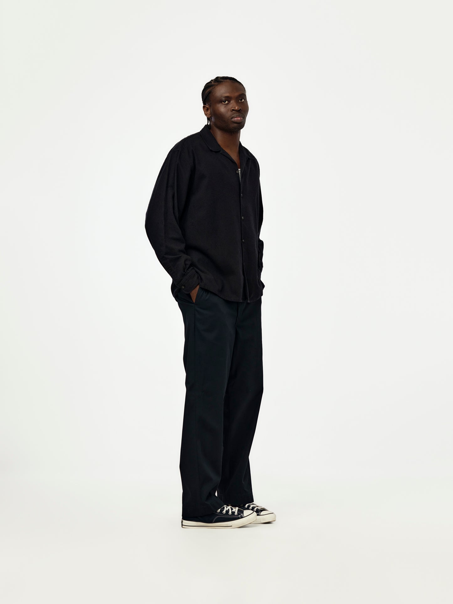 Silk Nep Loop Collar Shirt (BLACK) (SIS)