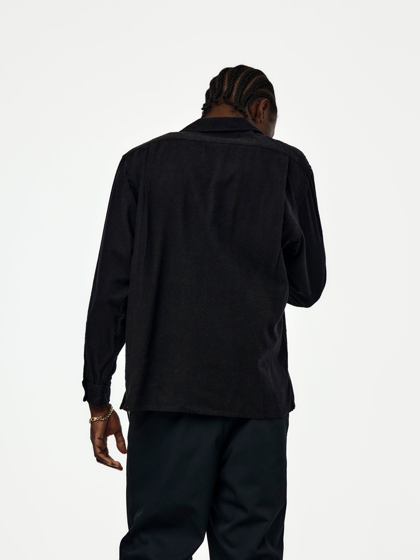 Silk Nep Loop Collar Shirt (BLACK) (SIS)