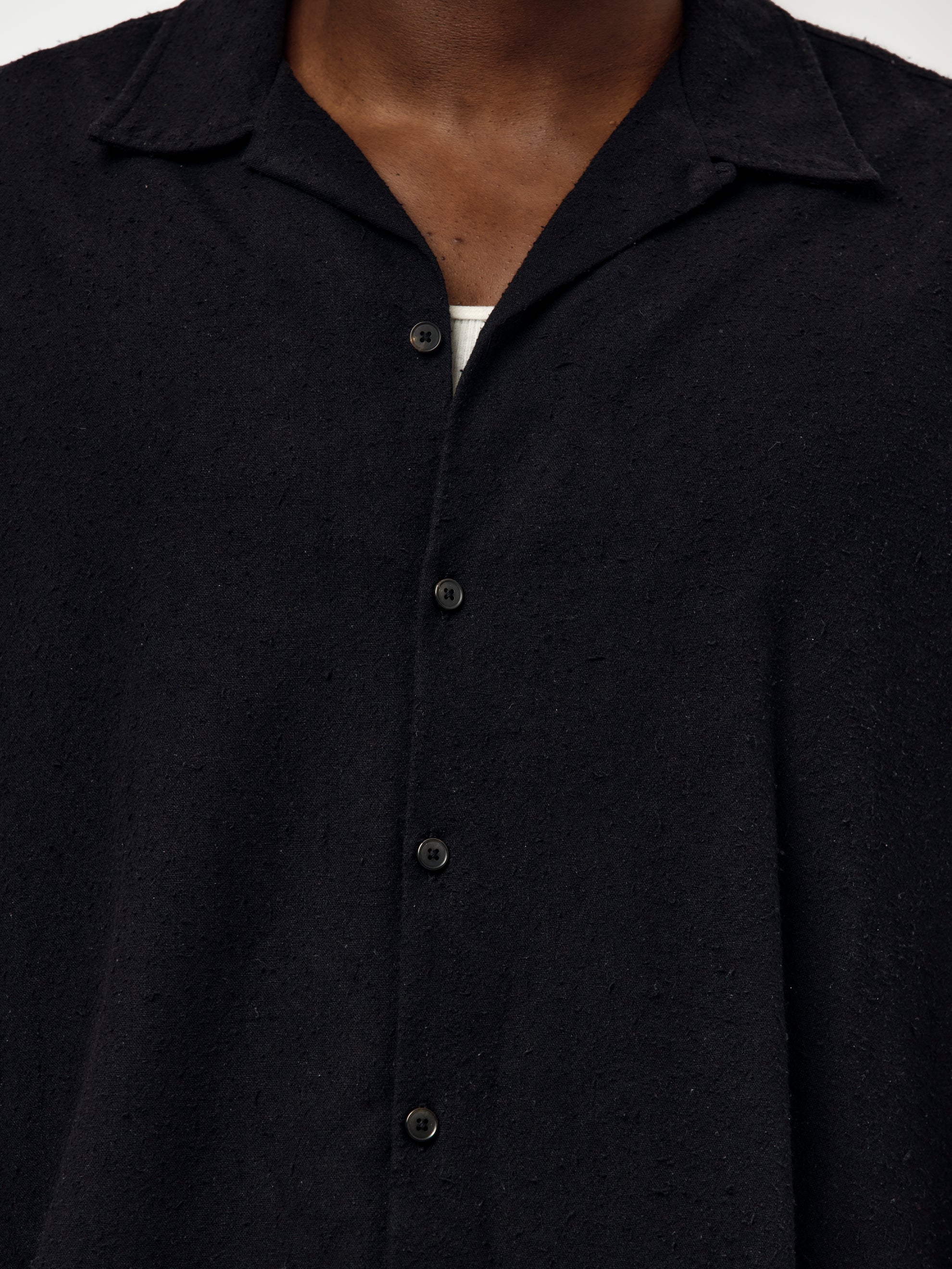 A.PRESSE A.PRESSE Silk Nep Loop Collar Shirt Black | Union LA