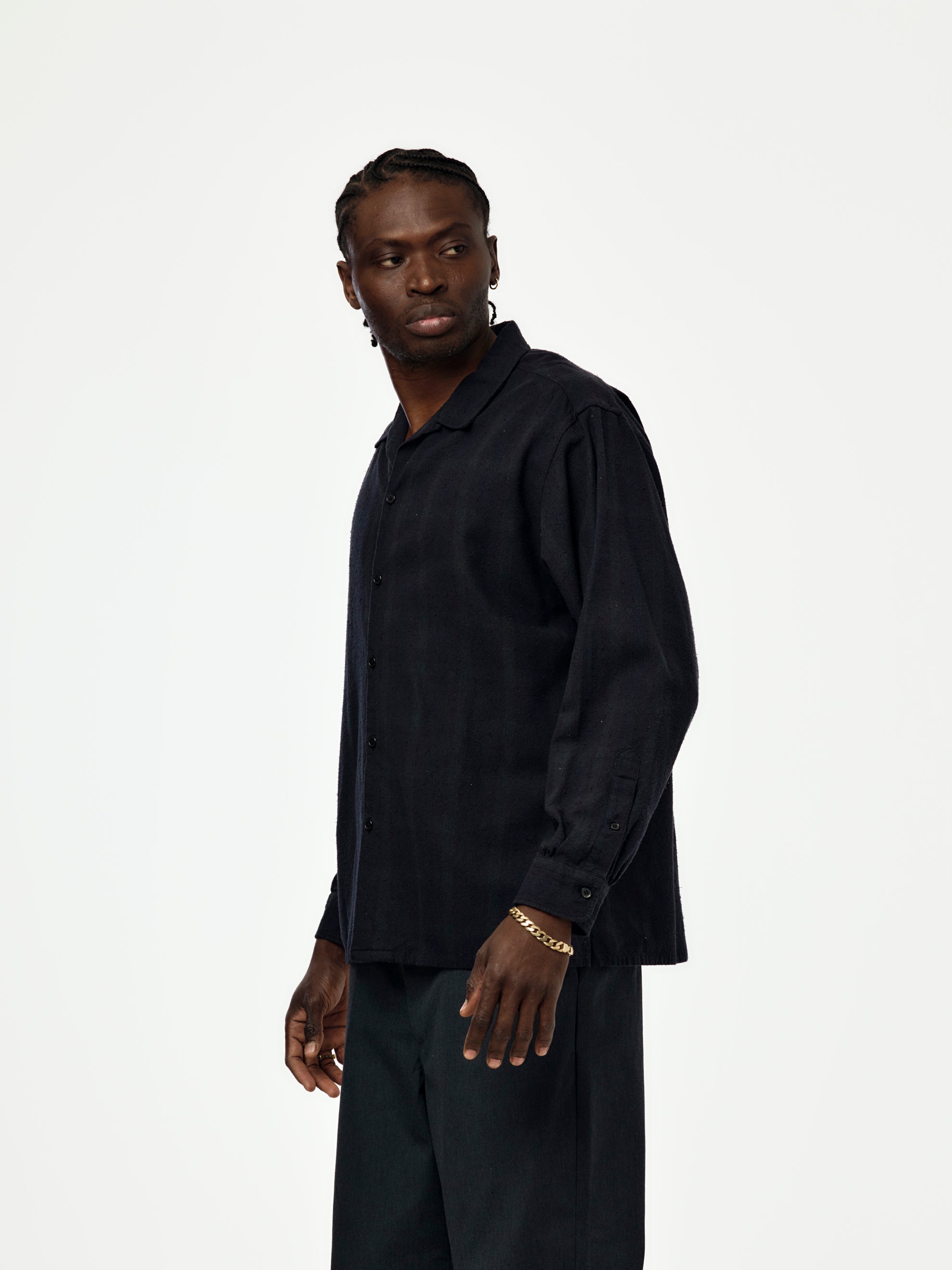 A.PRESSE Silk Nep Loop Collar Shirt ネイビー A.PRESSE A.PRESSE Silk Nep Loop Collar Shirt Check | Union LA
